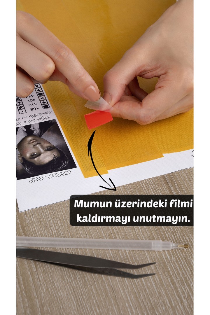 Movas Sanat Mavi Yapraklar | Elmas Mozaik Tablo | Boncuk İşleme | 50x50 | E20202648M