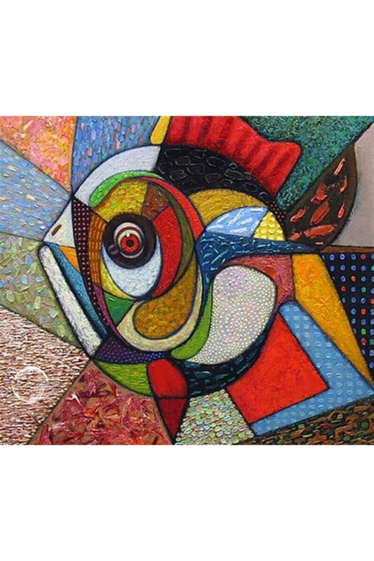 Movas Sanat Cam Sanatından Süslü Balık | Elmas Mozaik Tablo | Mozaik Puzzle | 40x50 | E20203410