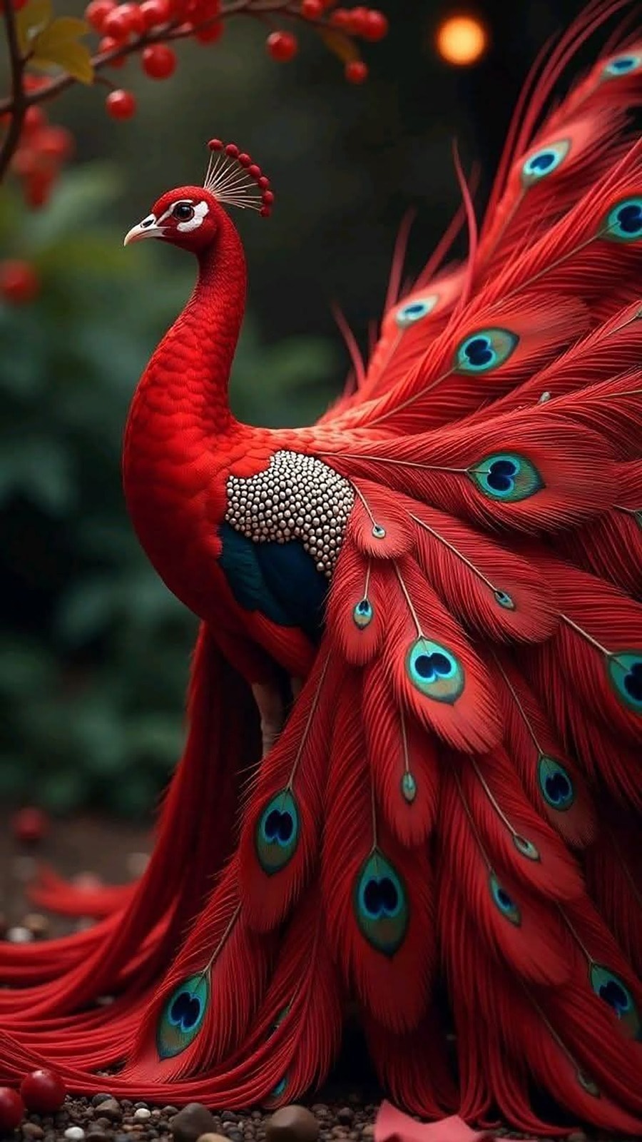 Kırmızı Asil Tavuskuşu 34x60cm T119 Dialands Elmas Mozaik Tablo