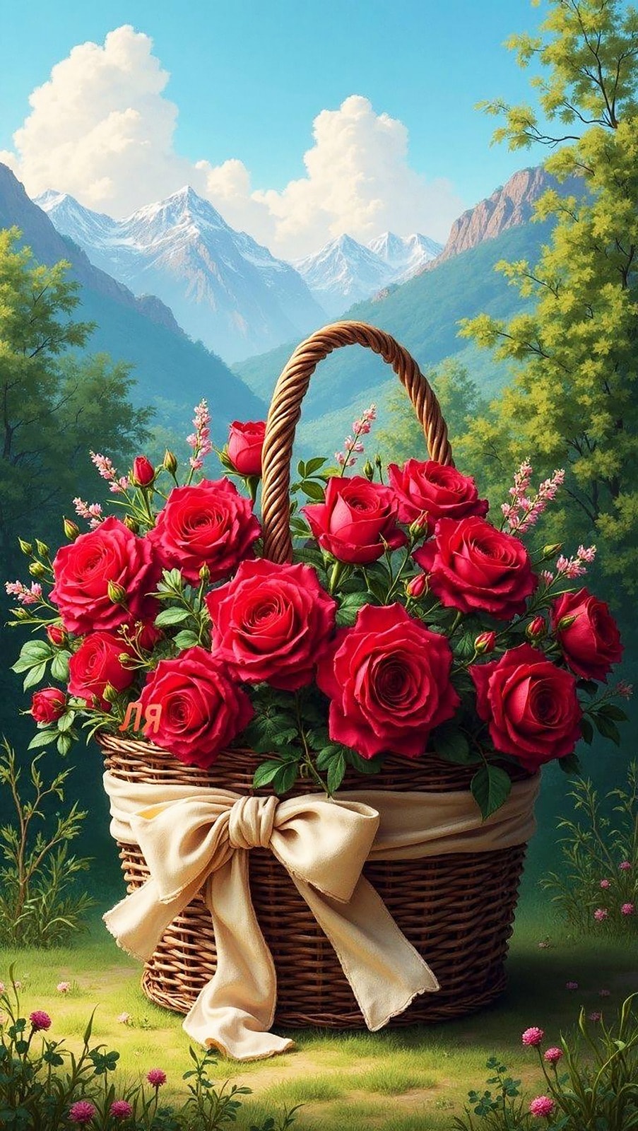 Sepette Kırmızı Güller 54X30cm T0025 Dialands Elmas Mozaik Tablo