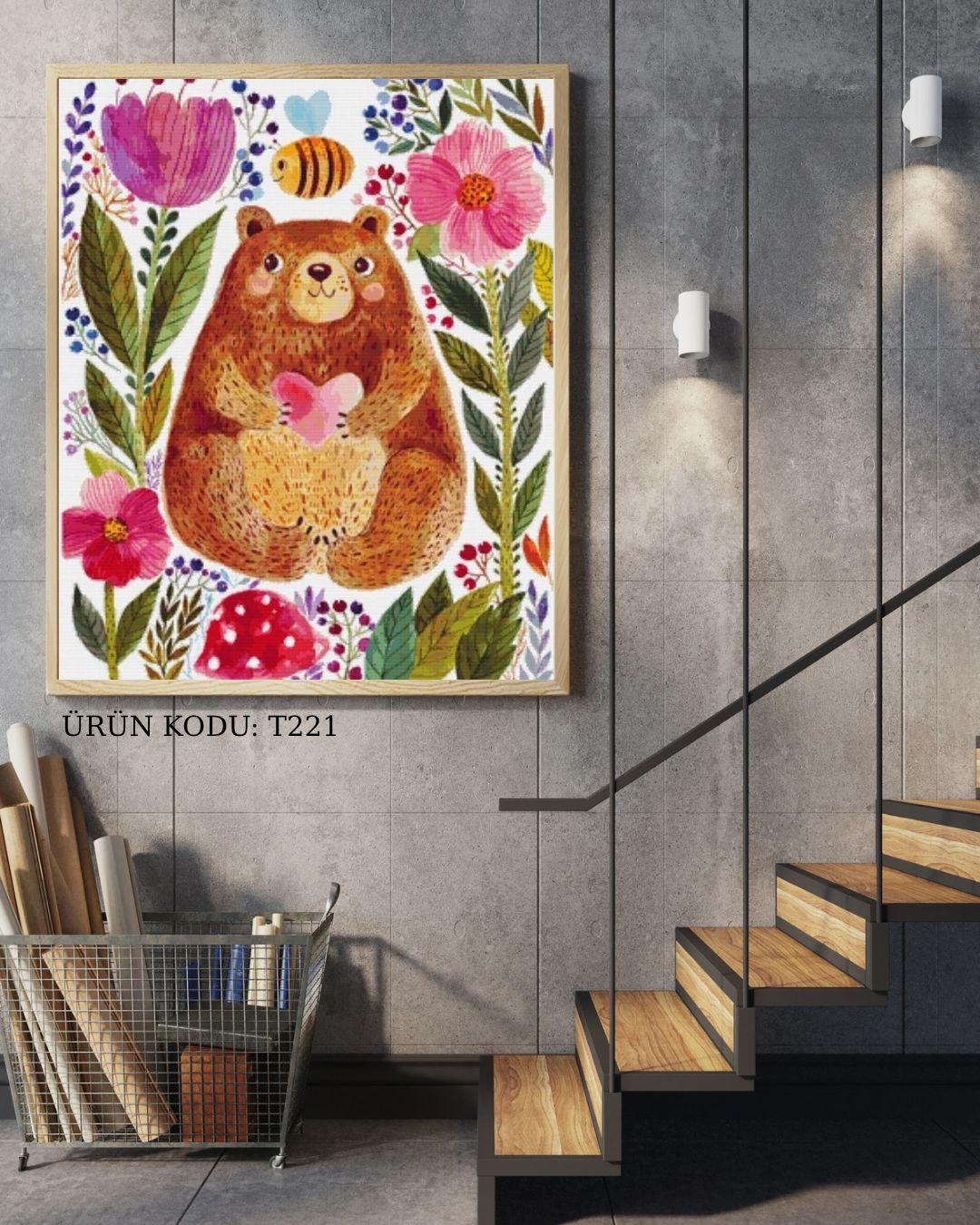 Sevimli Ayıcık 49X64cm Dialands Elmas Mozaik Tablo