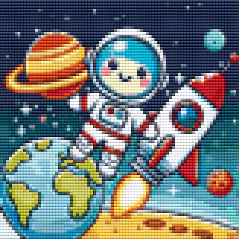 Movas Sanat - Astronot | Çocuklara Özel Mozaik Puzzle | 20x20 | E20204550