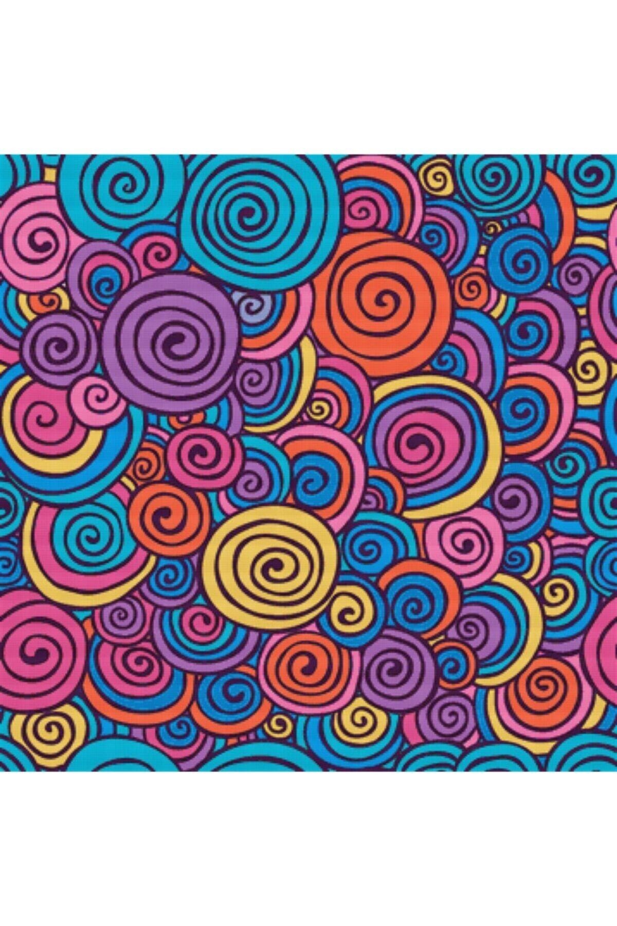 Movas Sanat Colorful Swirl Rings | Diamond Mosaic Painting | Mosaic Puzzle | 50x50 | E2020046