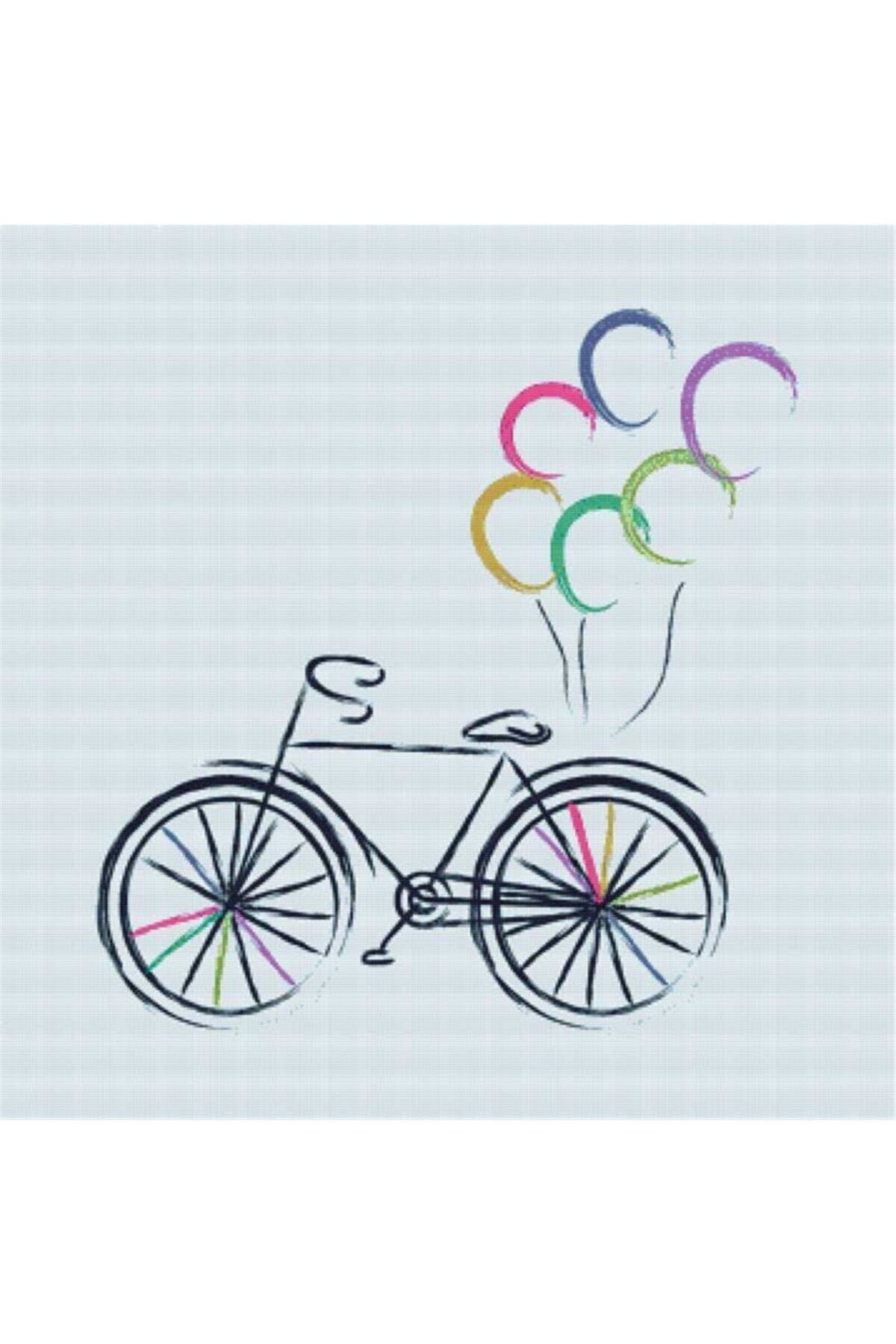 Movas Sanat Colorful Bicycles And Balloons | Diamond Mosaic Painting | Mosaic Puzzle | 50x50|E2020979M
