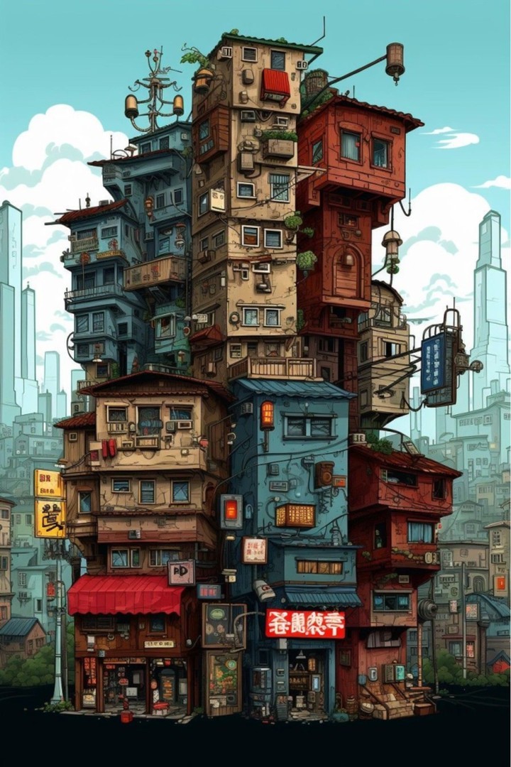 Movas Sanat Japon Apartmanı | Elmas Mozaik Tablo | Mozaik Puzzle | 50x75 | E20204499