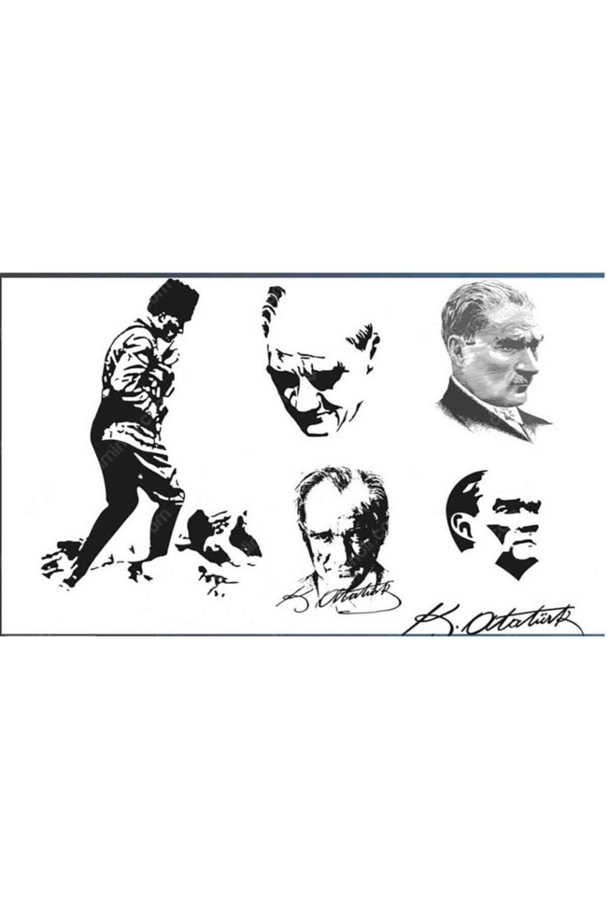 Movas Sanat Ataturk Charcoal Collage | Diamond Mosaic Painting | Mosaic Puzzle | 50x25 | E20202571M