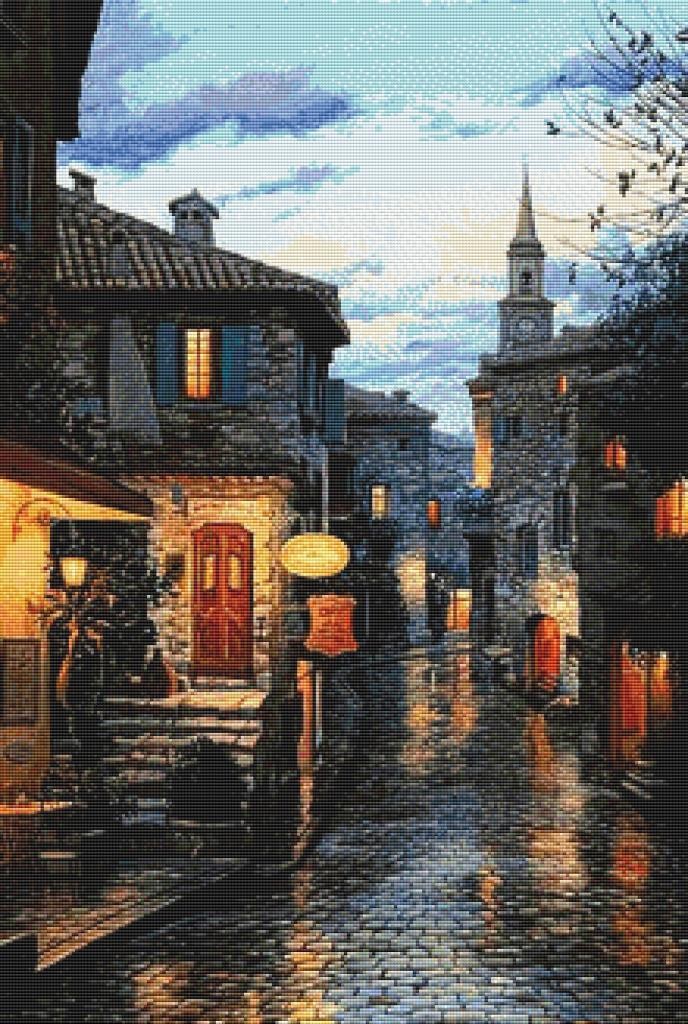 Movas Sanat Ortaçağ Avrupasının Dar Sokakları | Elmas Mozaik Puzzle | 35x52 | E2020467İO