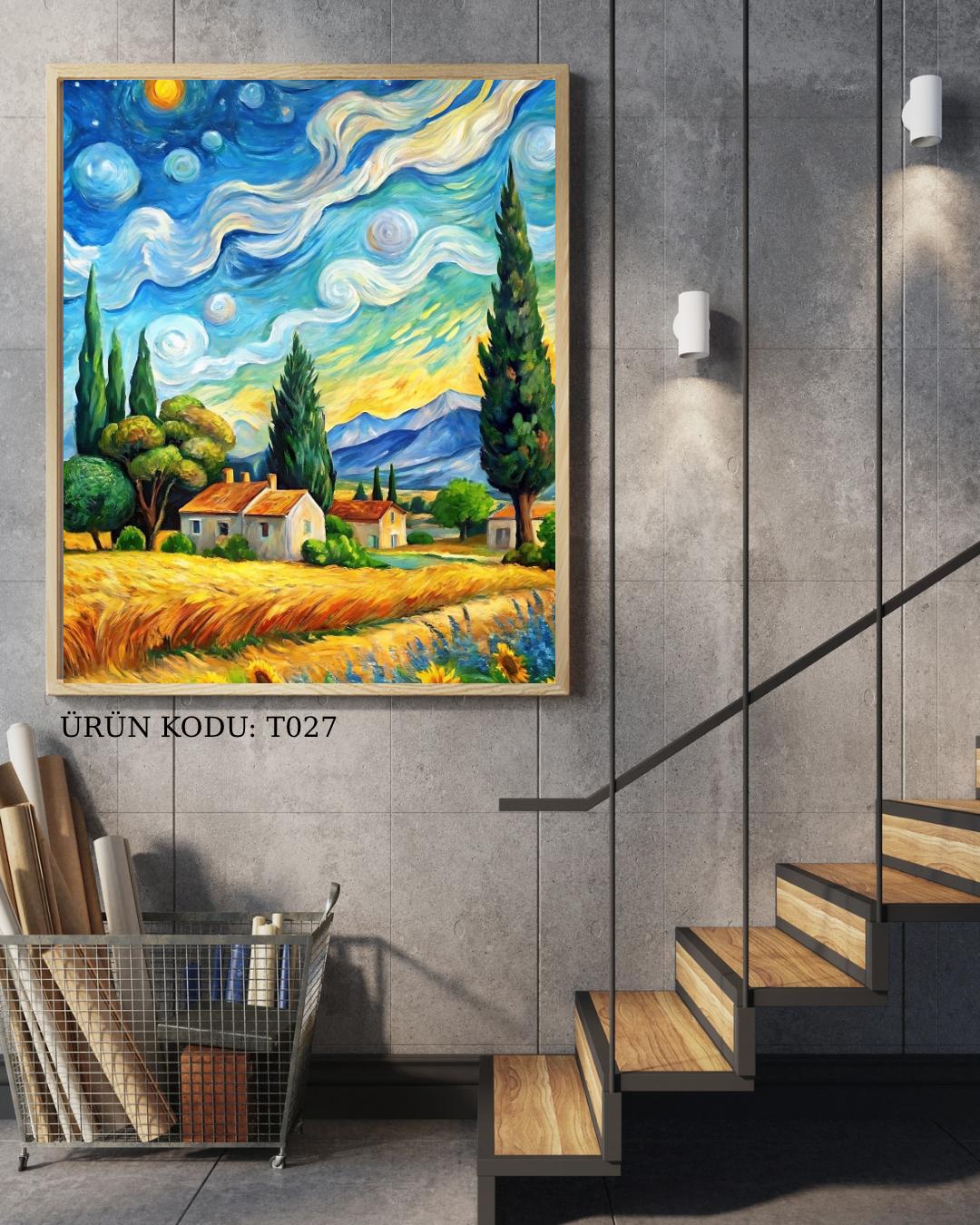 Van Gogh Buğday Tarlası Ve Selviler 47x70cm T027 Dialands Elmas Mozaik Tablo