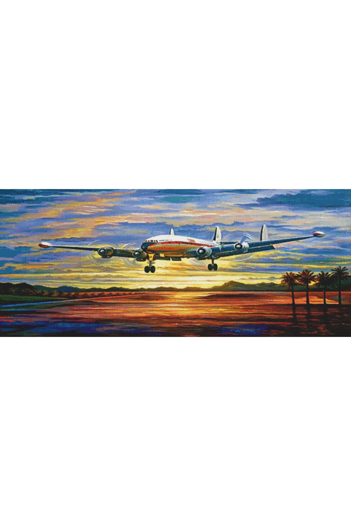 Movas Sanat Lockheed Super G | Elmas Mozaik Tablo | Mozaik Puzzle | 130x55 | E20204380