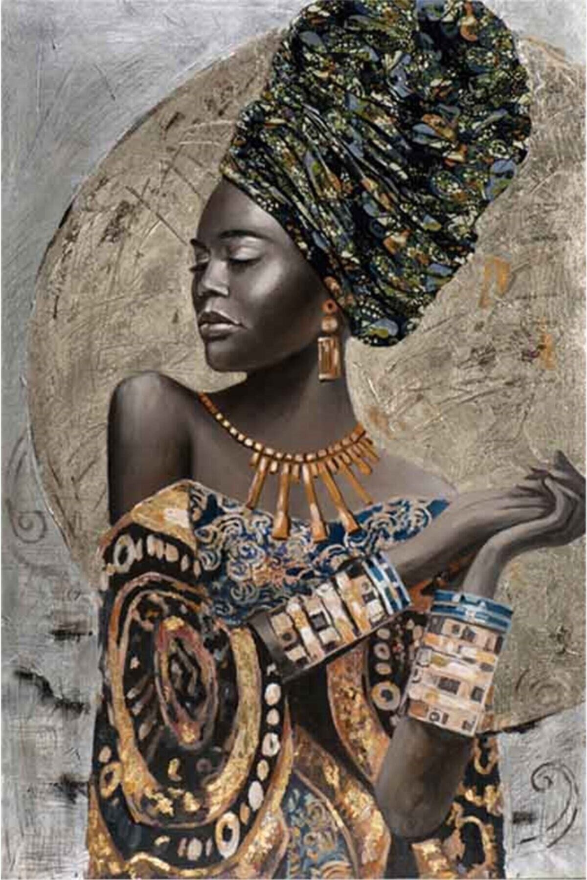 Movas Sanat Siyahi Kadın Elmas Mozaik Tablo / Elmas Mozaik 40x60cm E20202621M
