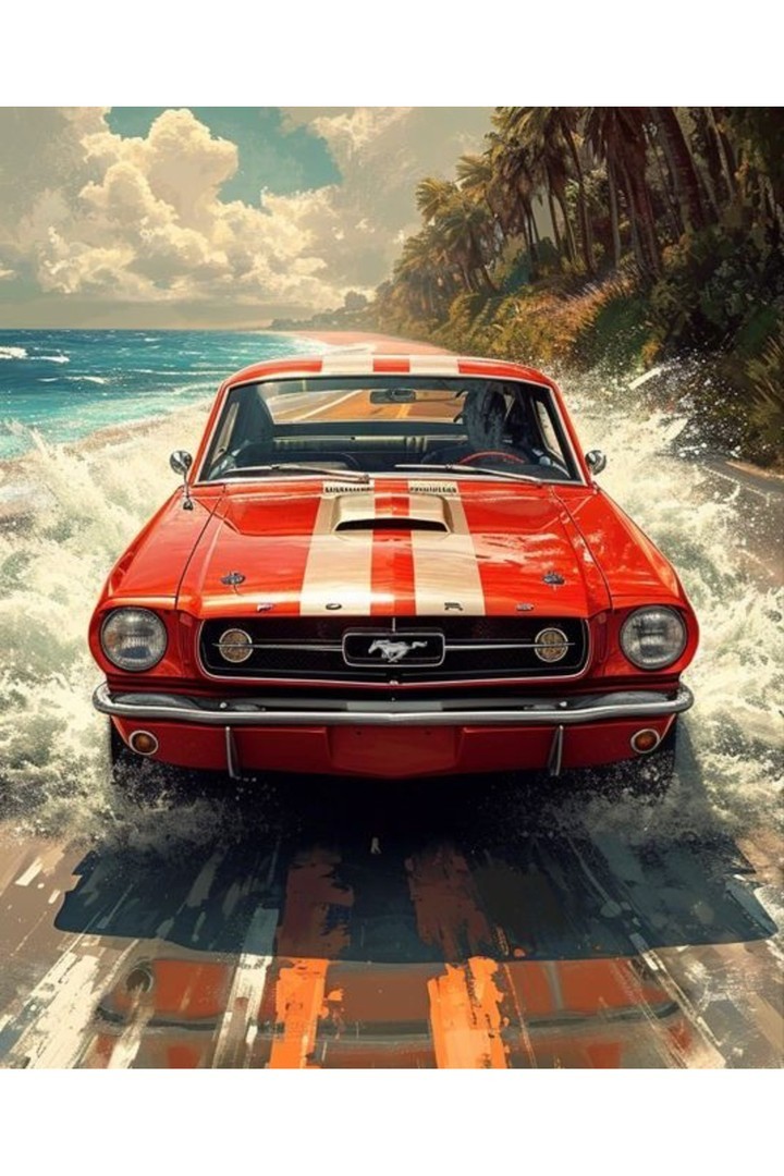 Movas Sanat Ford Mustang | Elmas Mozaik Tablo | Mozaik Puzzle | 49x60 | E20204536