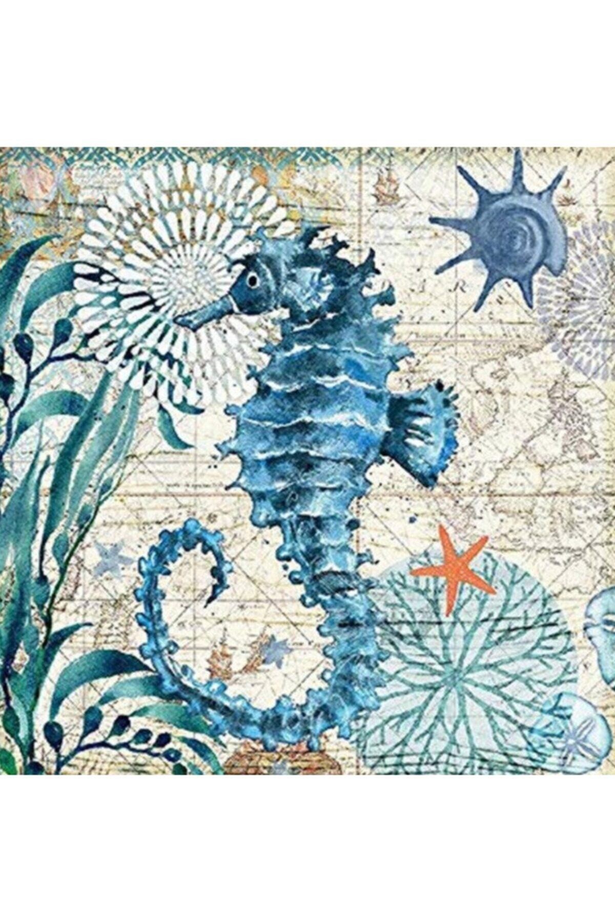 Movas Sanat Sea Horse With Colorful Drawings | Diamond Mosaic Painting | Mosaic Puzzle | 50x50 |E20202976M