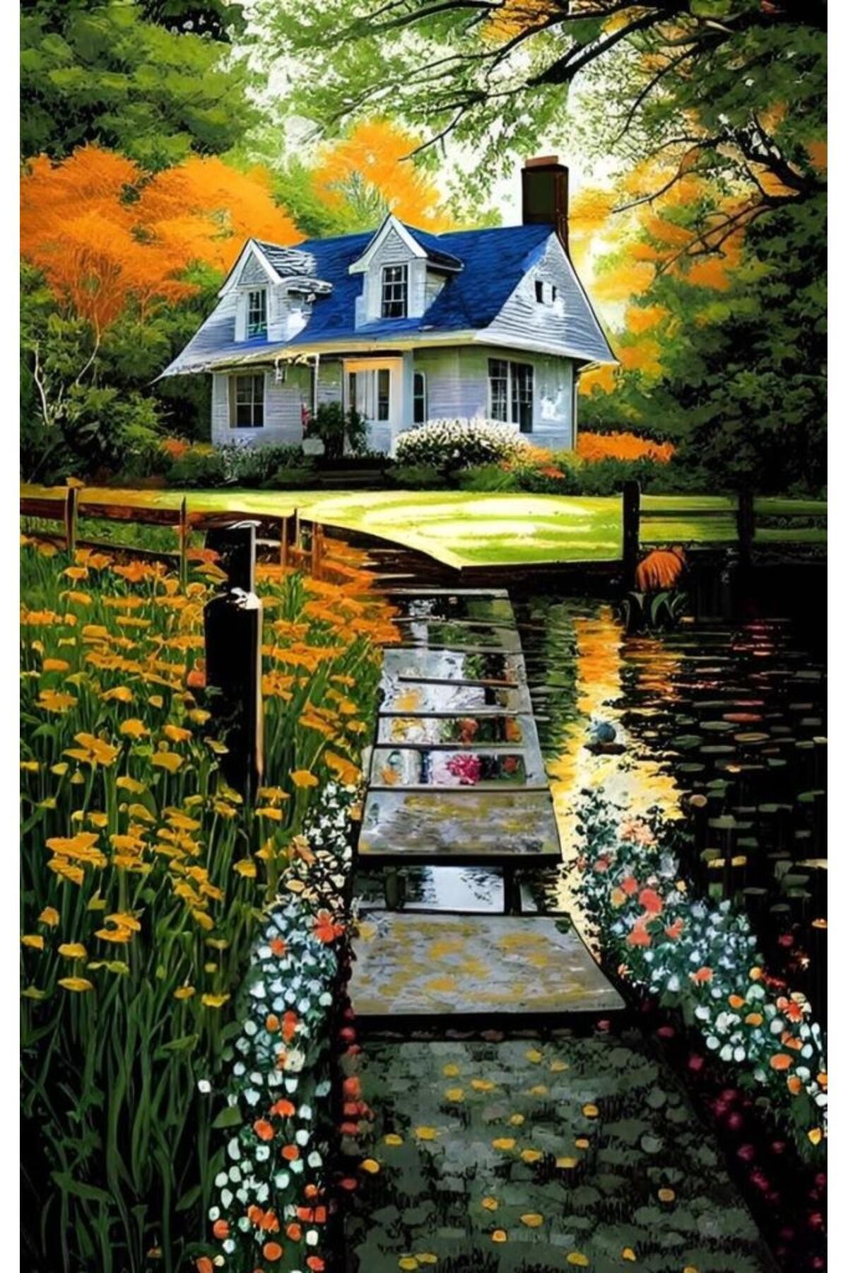 Movas Sanat House By The Lake | Diamond Mosaic Painting | Mosaic Puzzle | 45x70 | E20204393