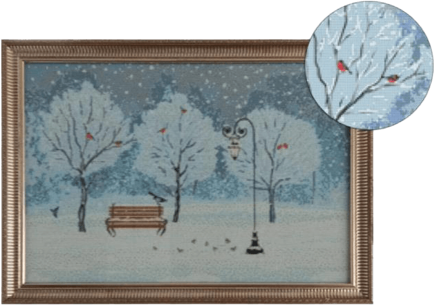 Movas Sanat Silent Snowfall In The Park | Ready-made Mosaic Painting | 67x49 | H20200013M