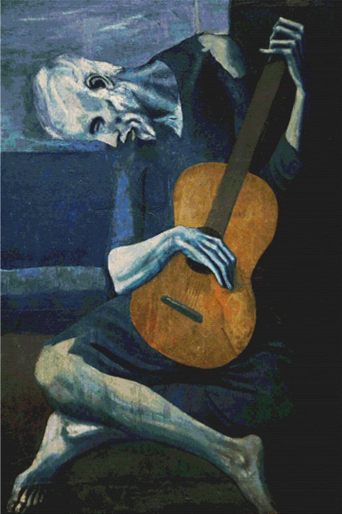 Movas Sanat Old Guitarist Pablo Picasso 1904 | Diamond Mosaic Painting | Mosaic Puzzle | 50x76 | E2020008