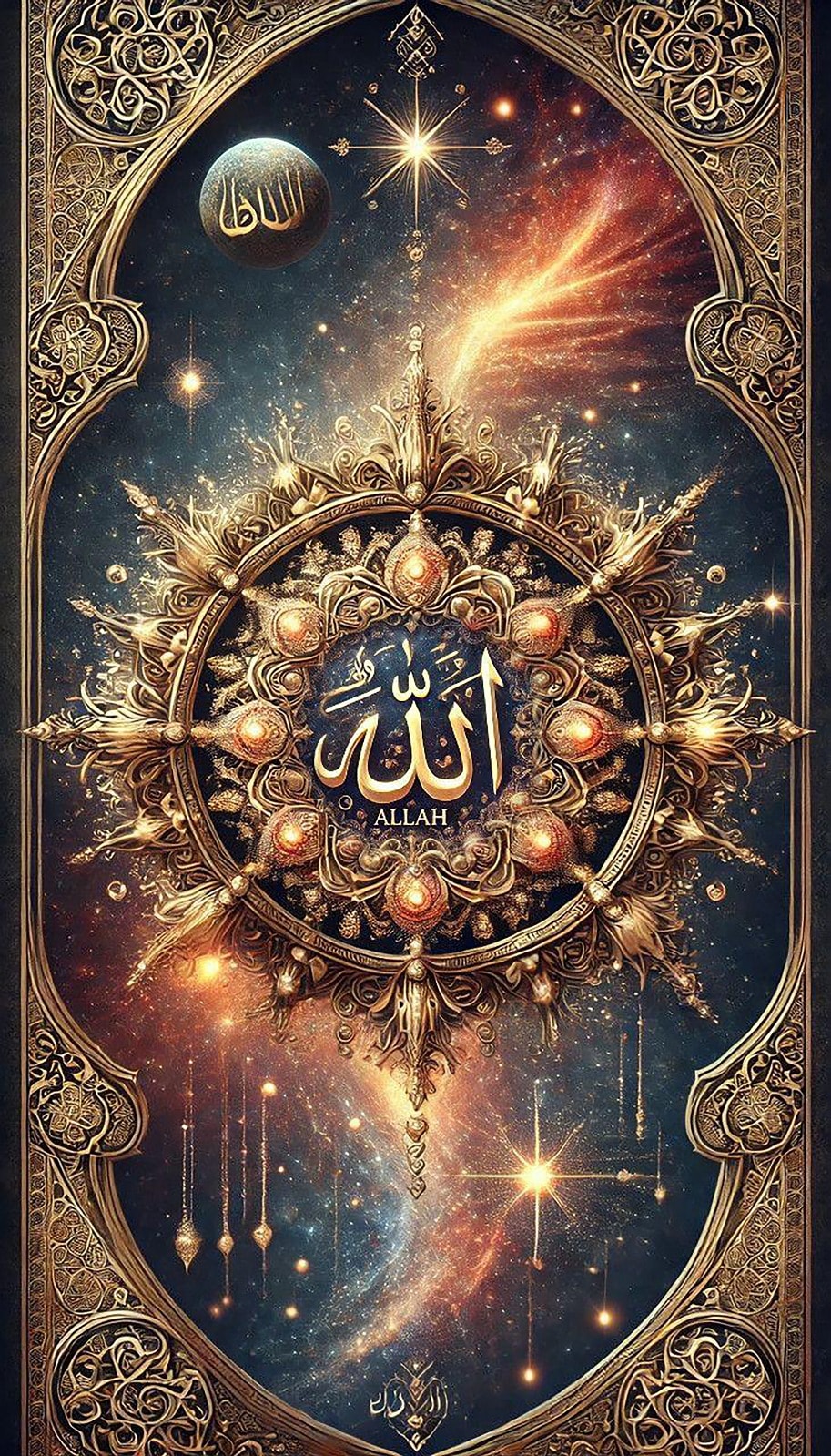 Allah Yazılı Kozmik Tasarım 45X78cm T034 Dialands Elmas Mozaik Tablo