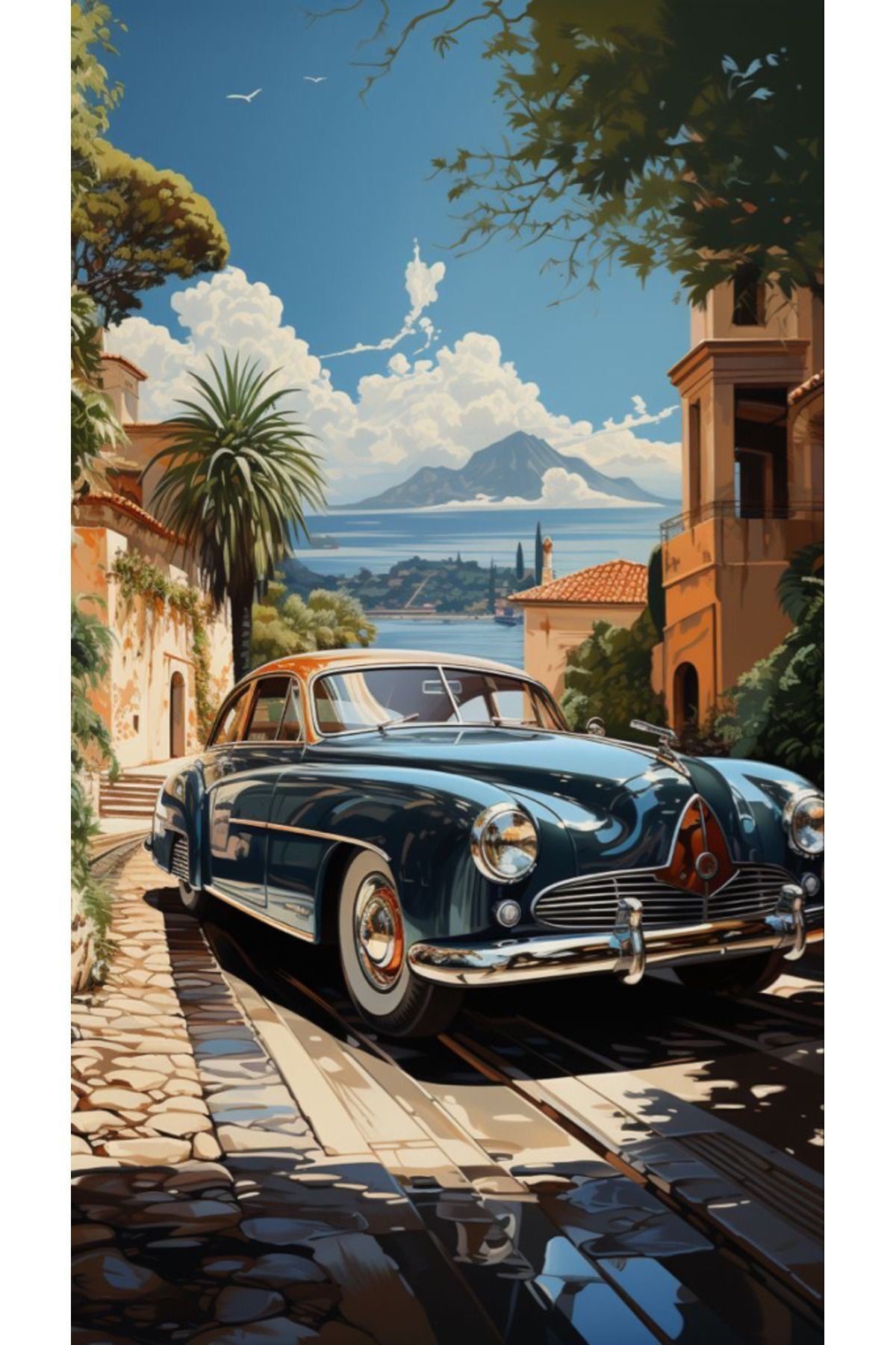 Vintage Luxury Car | Diamond Mosaic Table | Mosaic Puzzle | 45x80 | E20204336