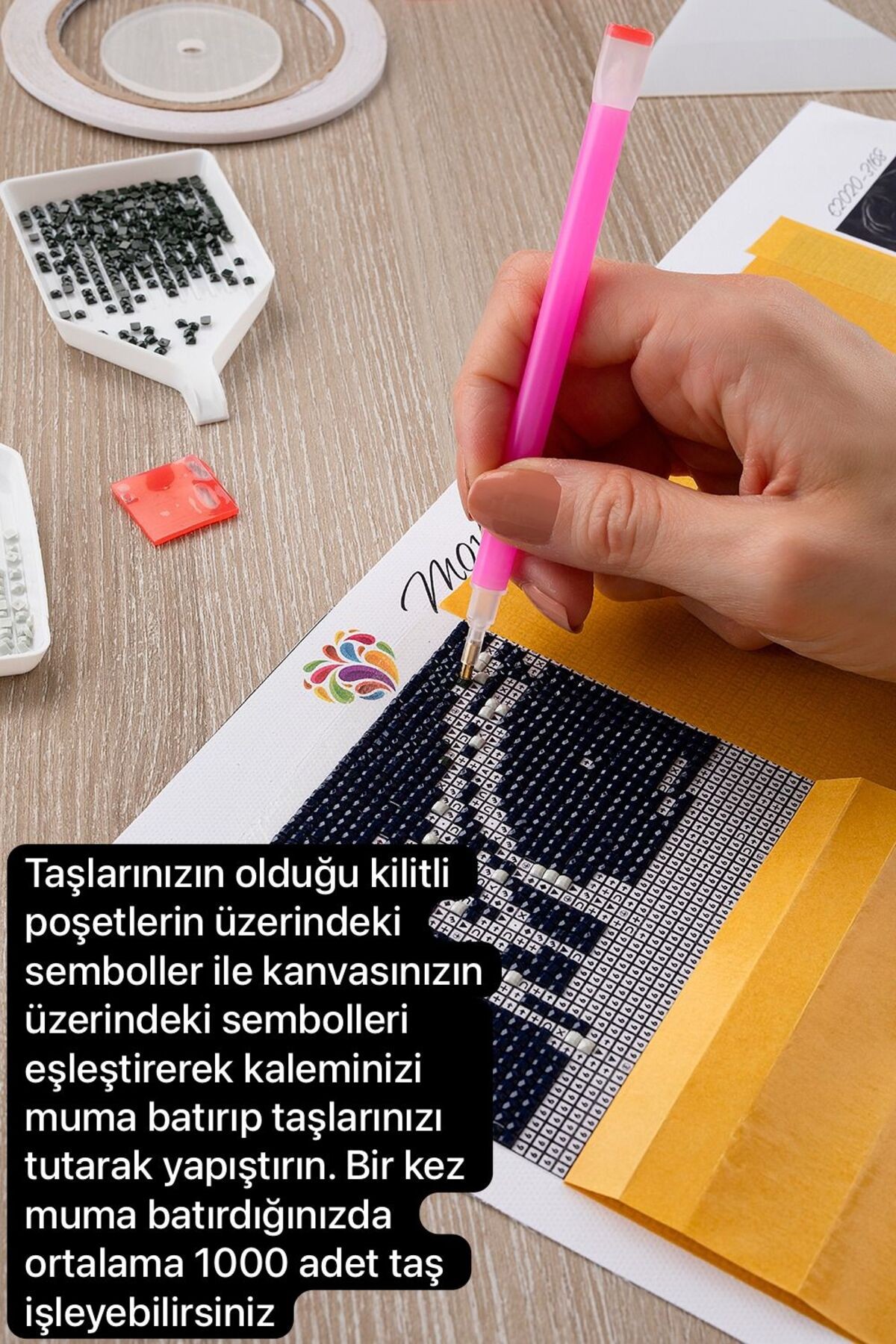 Movas Sanat Beyaz Çitli Bahçe | Elmas Mozaik Tablo | Mozaik Puzzle | 40x60 | E20202009M