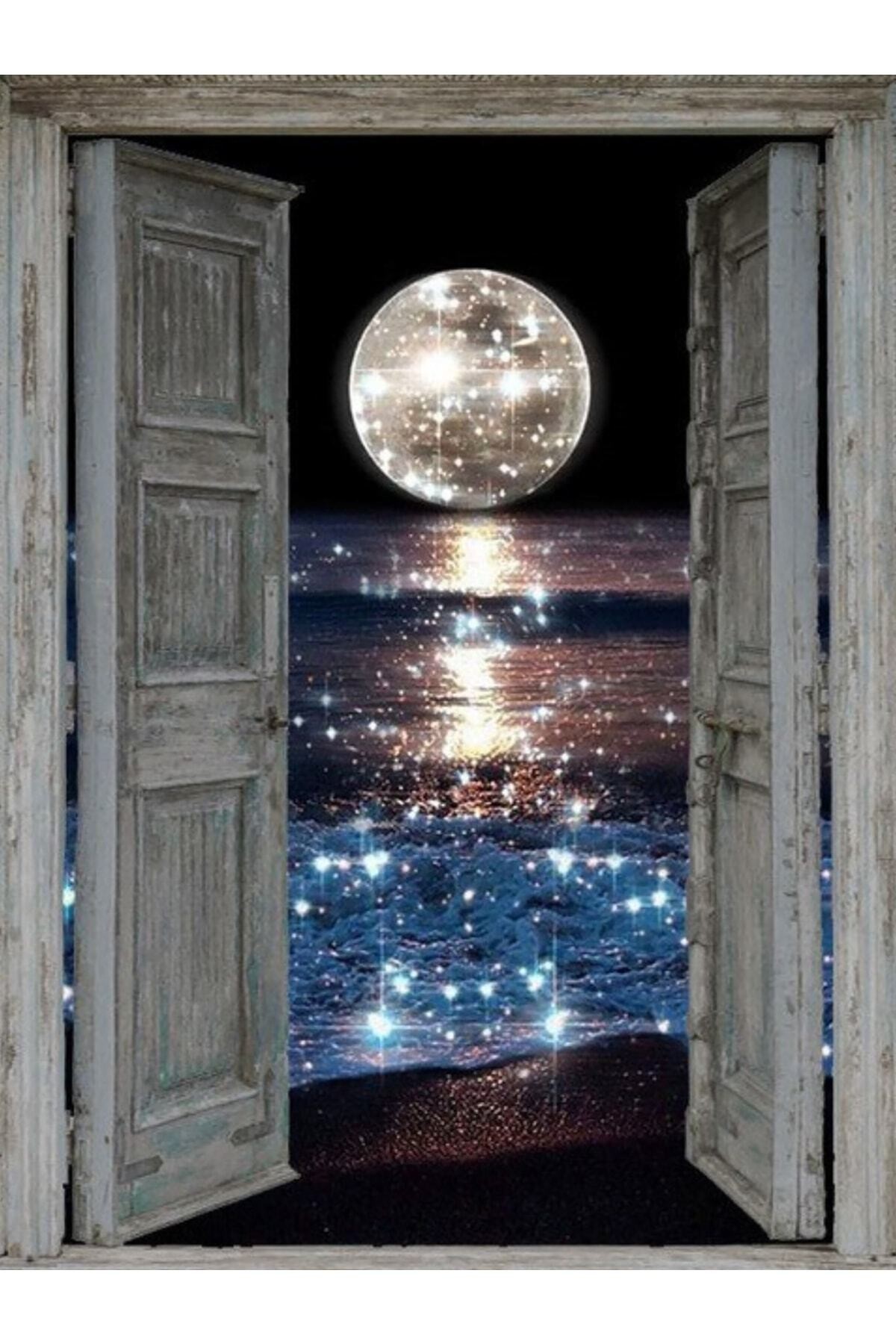 Movas Sanat Moonscape Behind The Door | Diamond Mosaic Painting | Mosaic Puzzle | 45x60 |E20202175M