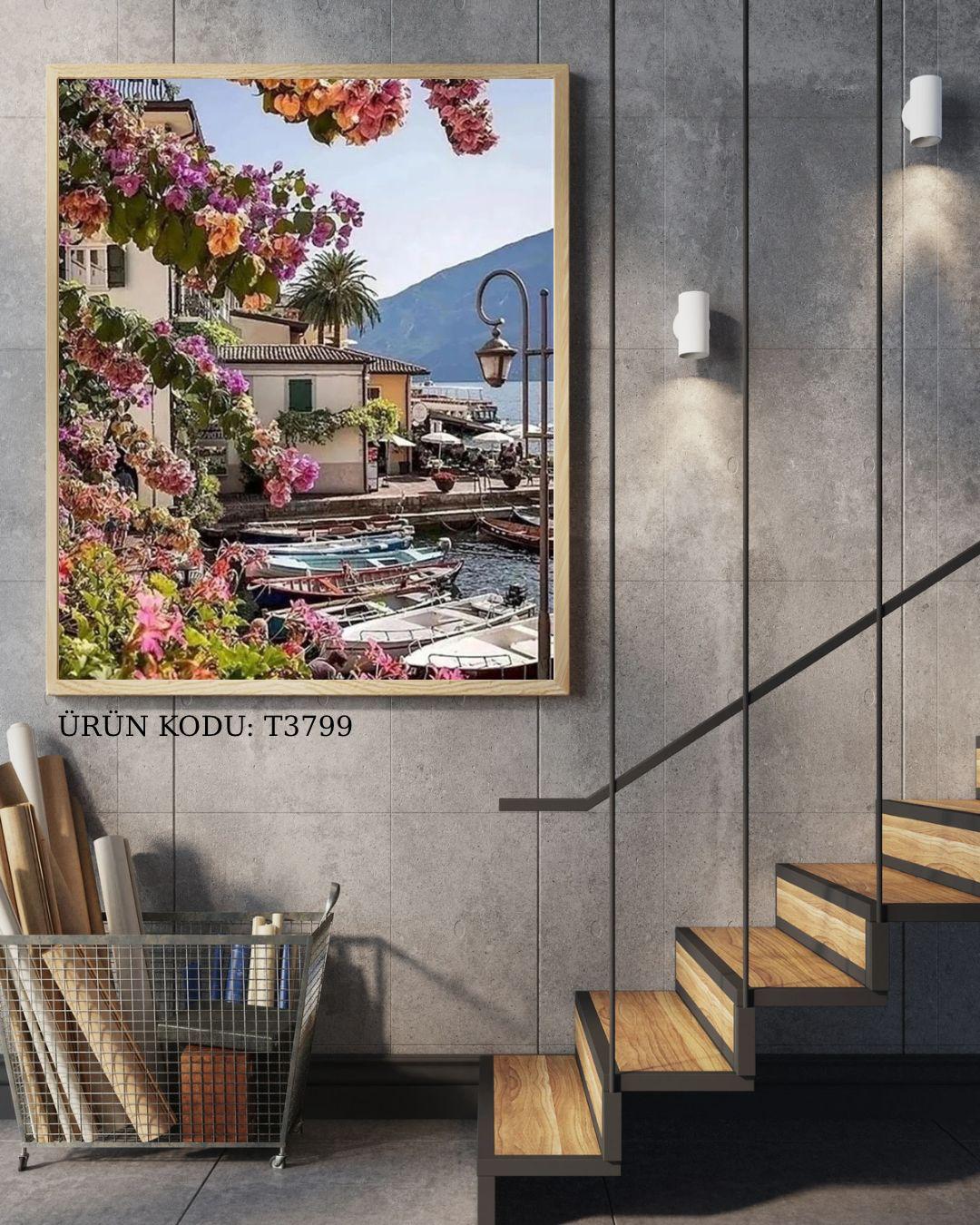 Garda Gölü Sahil Kenarı 48x60cm Dialands Elmas Mozaik Tablo