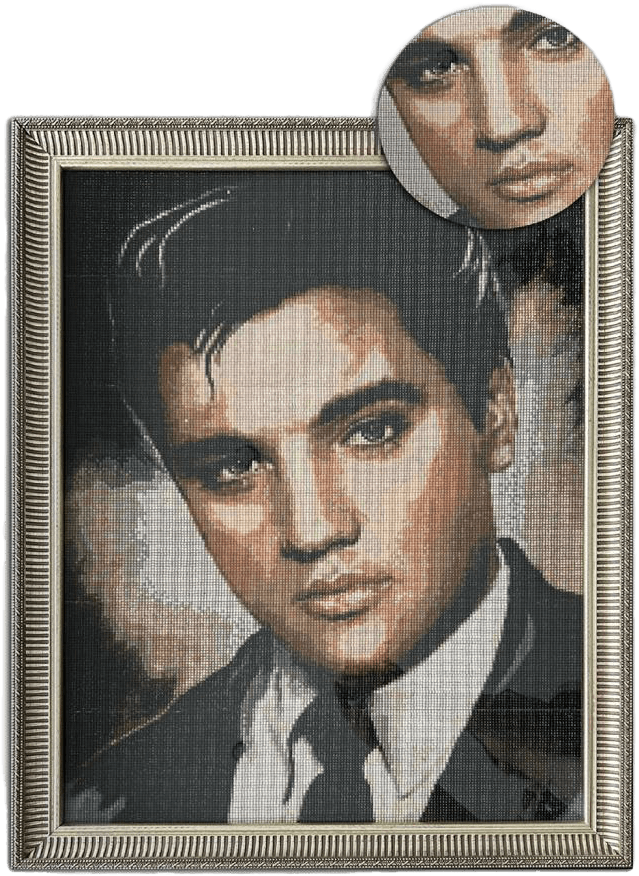 Movas Sanat "Elvis Presley Portresi" | İşlenmiş Mozaik Tablo | 44x60 | E20203878