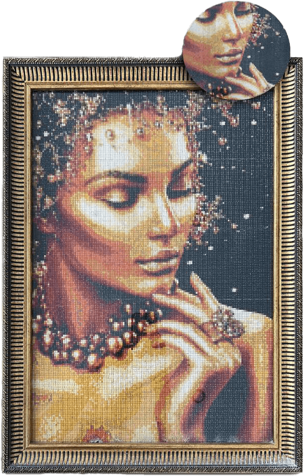 Movas Sanat Portrait of a Woman | Embroidered Mosaic Painting | 34x49 | E20203880