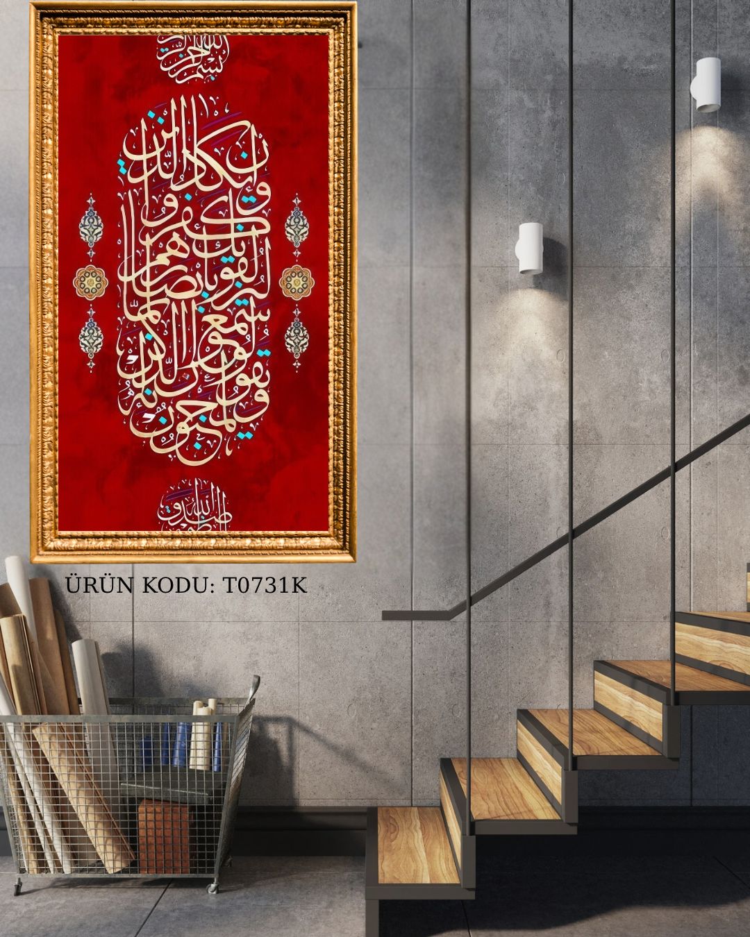 Nazar Ayeti Kırmızı 36x76cm TT0731M Dialands Elmas Mozaik Tablo