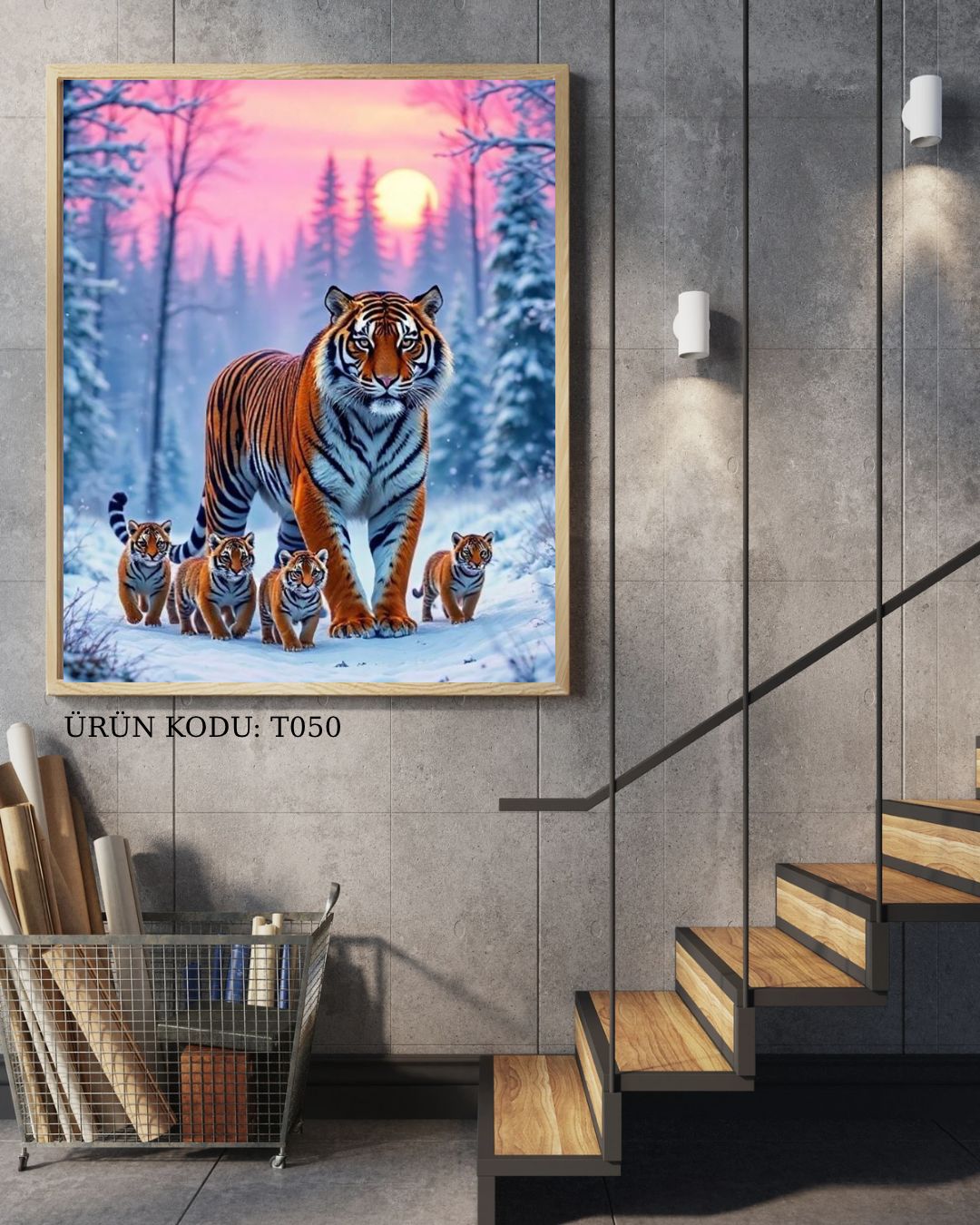 Kaplan Ve Yavruları 32x35cm T050 Dialands Elmas Mozaik Tablo