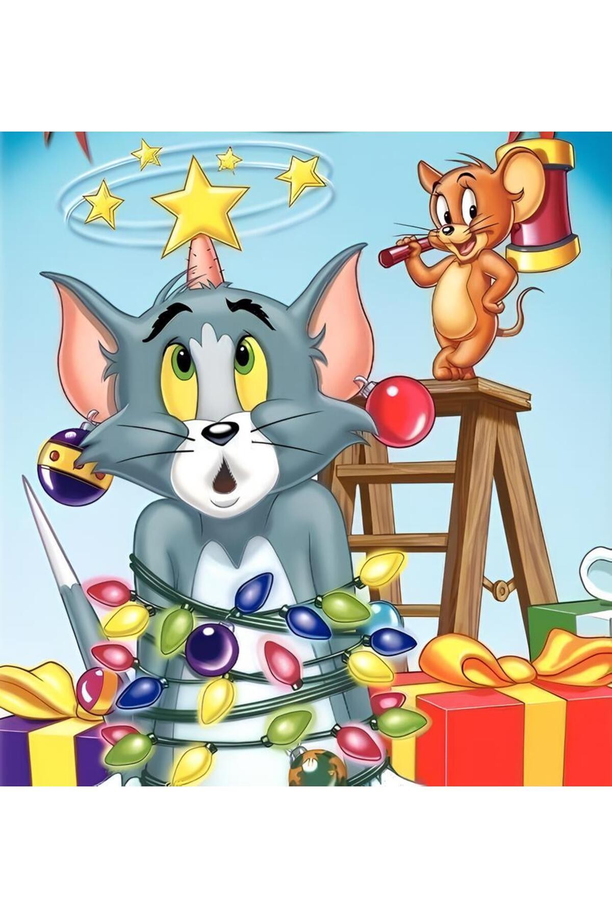 Movas Sanat Çam Ağacı Tom - Tom Ve Jerry | Elmas Mozaik Tablo | Mozaik Puzzle | 45x50 | E20204125