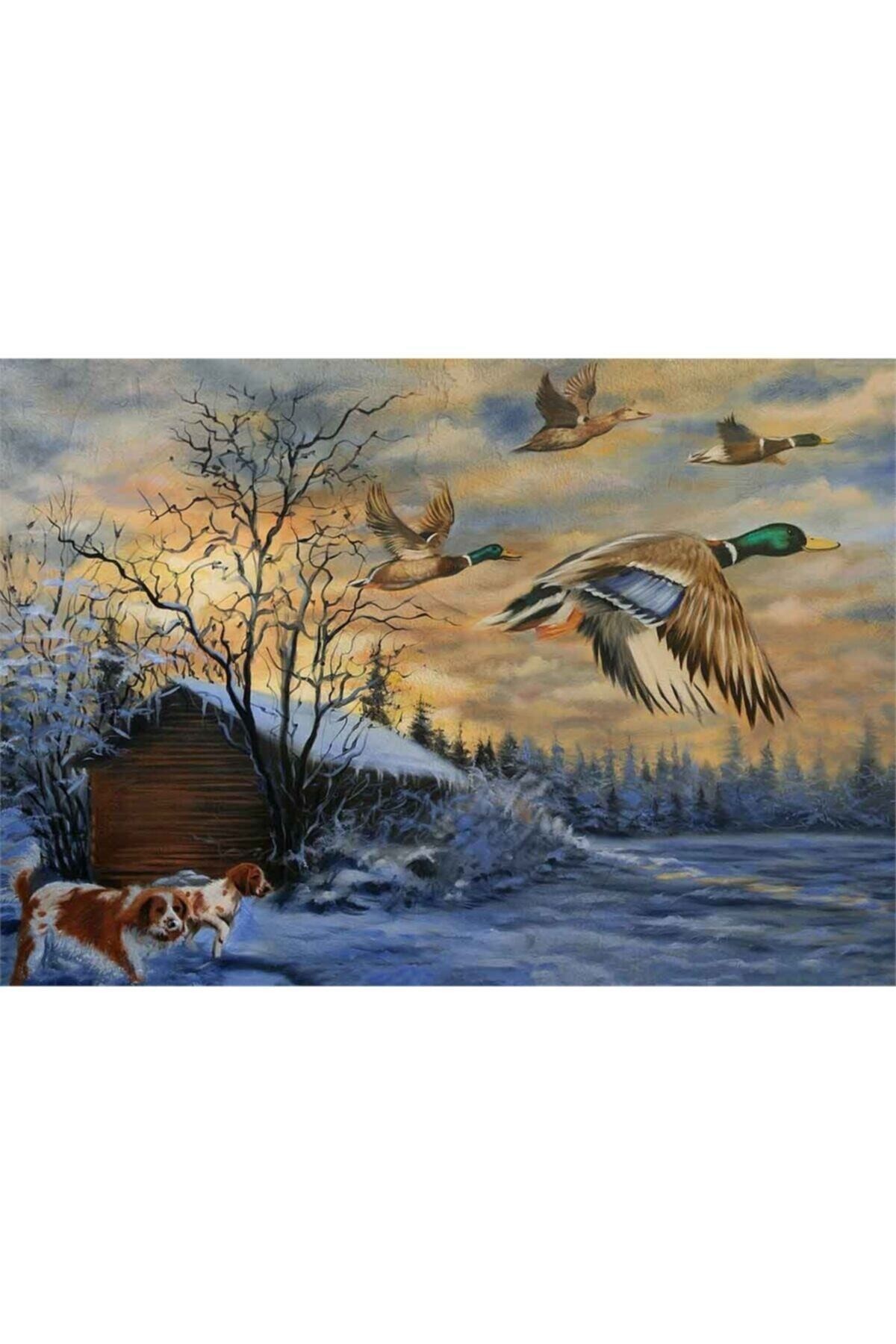 Movas Sanat Ördekler Ve Köpekler Elmas Mozaik Tablo / Kristal Tablo 50x35cm E20202294M