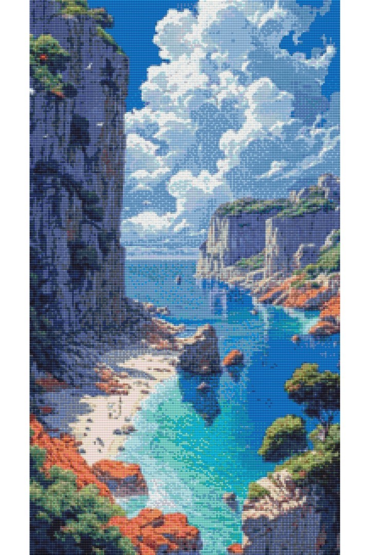 Movas Sanat Ada Sahili | Elmas Mozaik Tablo | Mozaik Puzzle |45x80 | E20204524