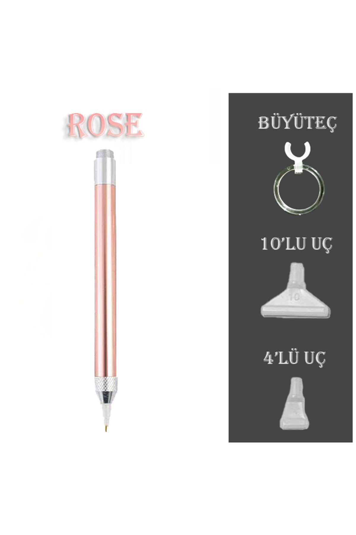 Movas Sanat Illuminated Pen - Rose - Magnifying Glass And 4-10-point Tips | E2020ak7