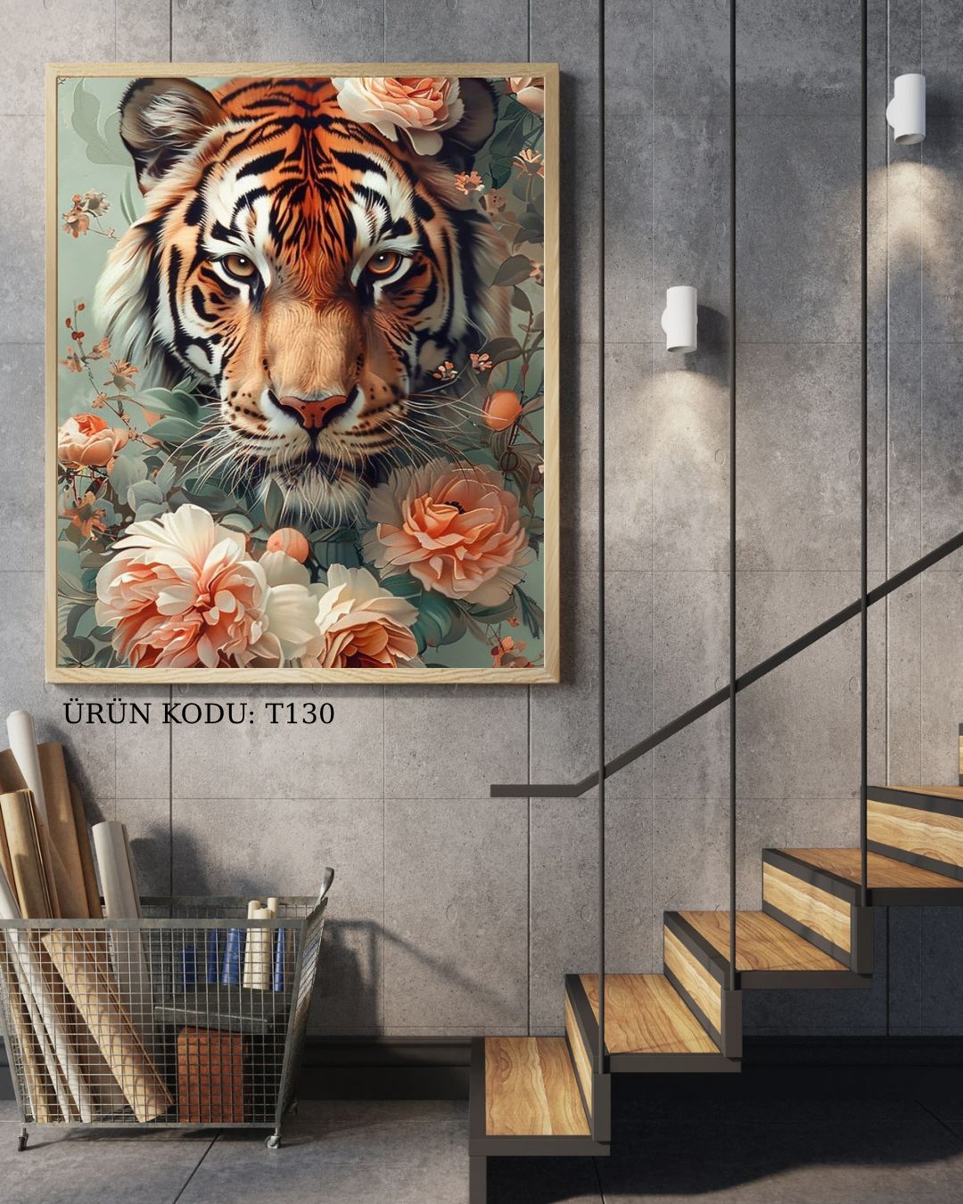 Çiçeklerin Kralı Asil Kaplan 45x80cm- 130 Dialands Elmas Mozaik Tablo