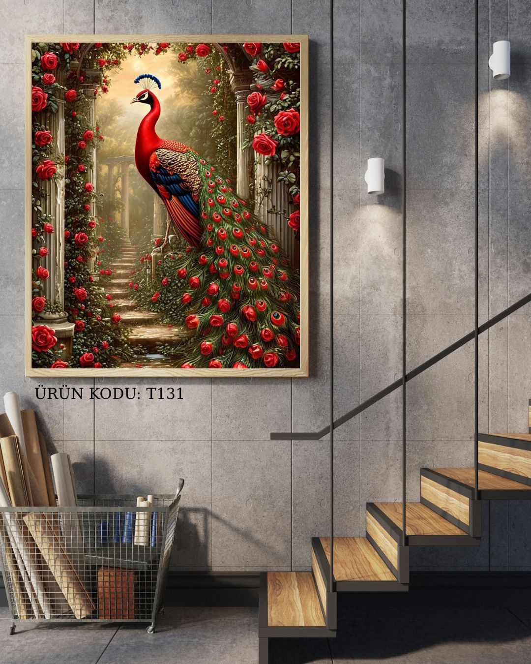 Gül Bahçesinde Tavuskuşu 55x96cm T131 Dialands Elmas Mozaik Tablo