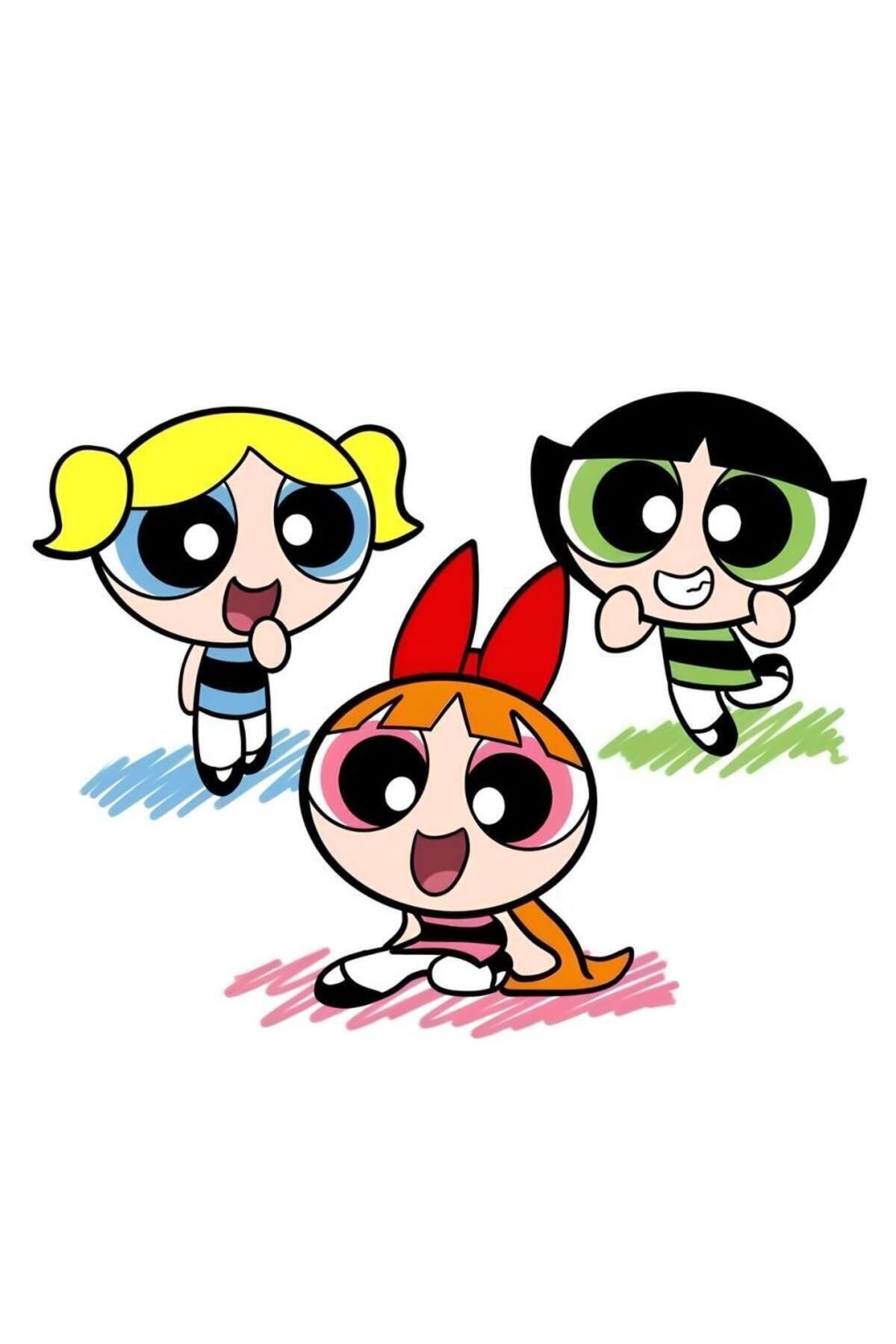 Movas Sanat Mavi, Kırmızı, Yeşil - Powerpuff Girls | Elmas Mozaik Puzzle |35x35 | E20204024