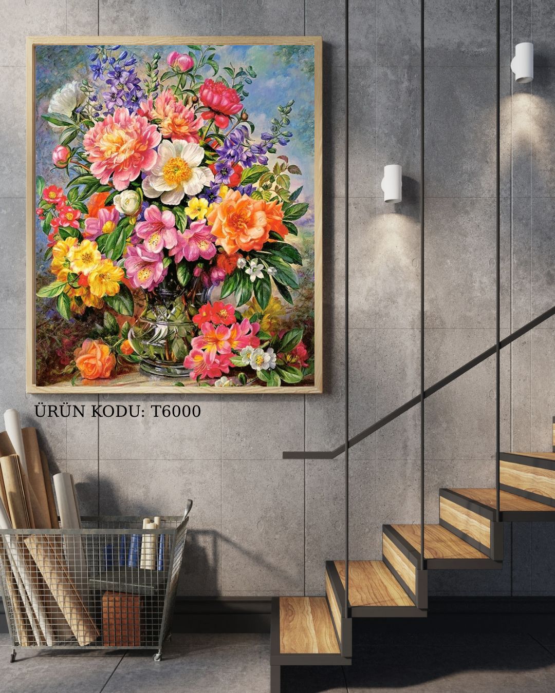 Renkli Çiçekler 53x74cm T6000 Dialands Elmas Mozaik Tablo