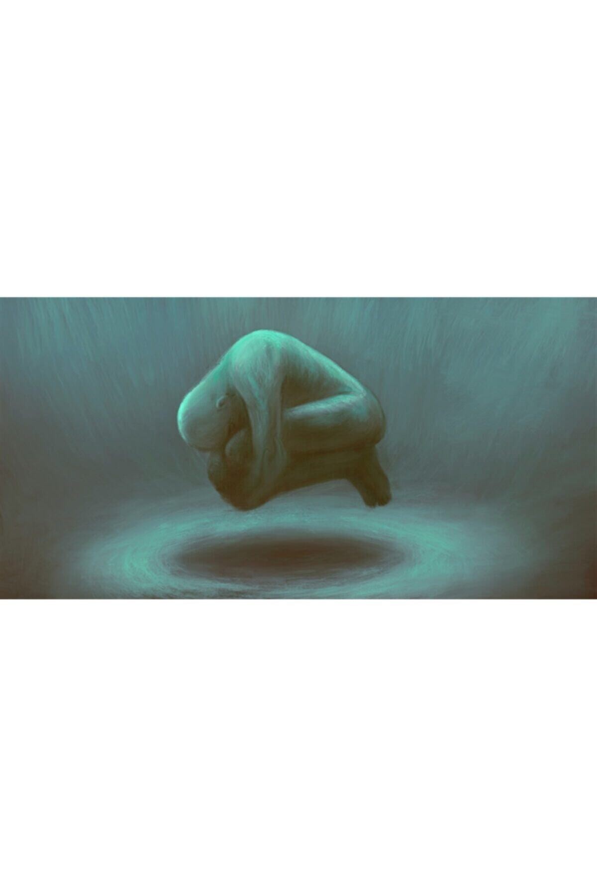 Movas Sanat Mavi Boşlukta Yalnız Yüzen Adam | Elmas Mozaik Tablo | Mozaik Puzzle | 53x27 | E2020322