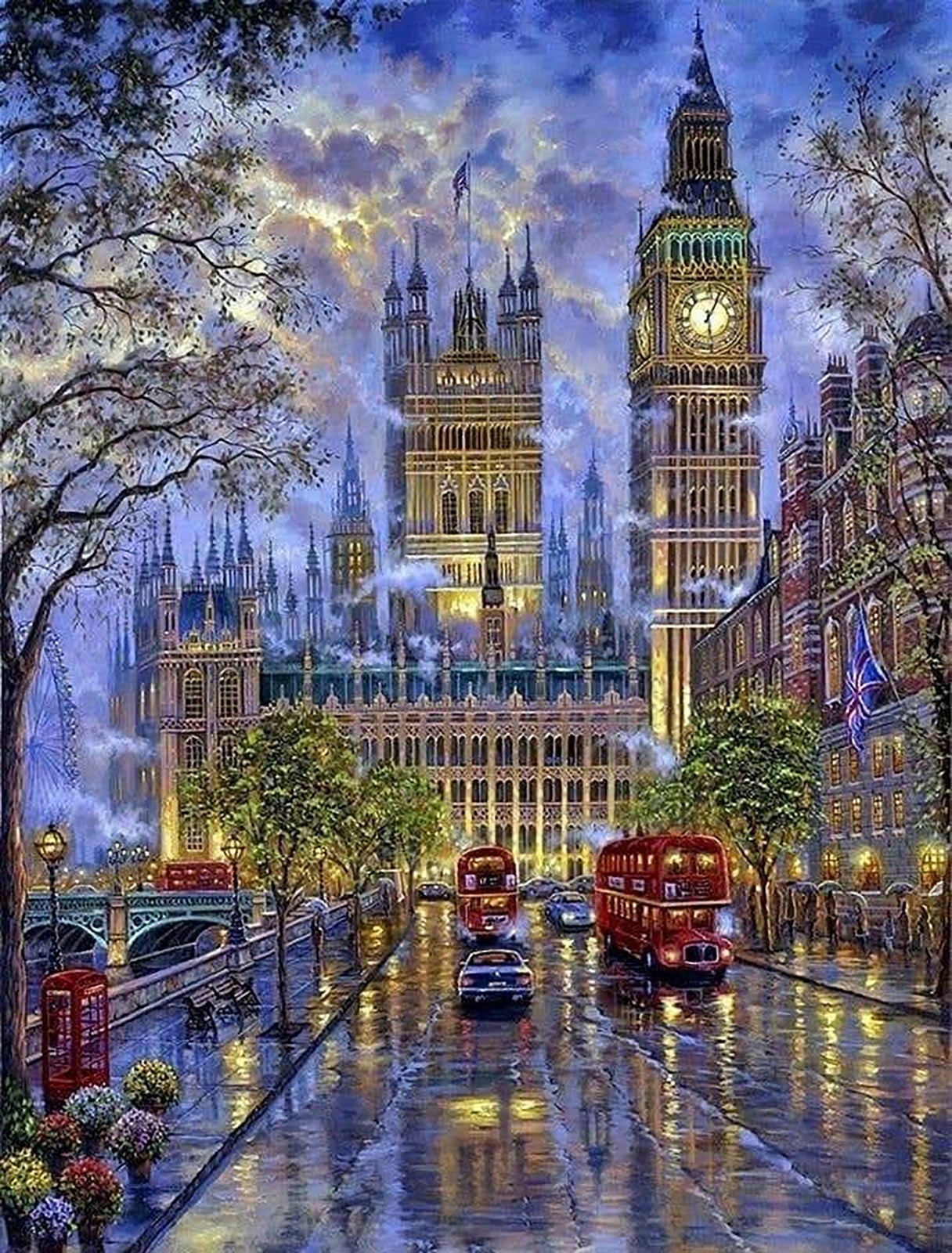 Londra Big Ben 45X60cm T1637 Dialands Elmas Mozaik Tablo 