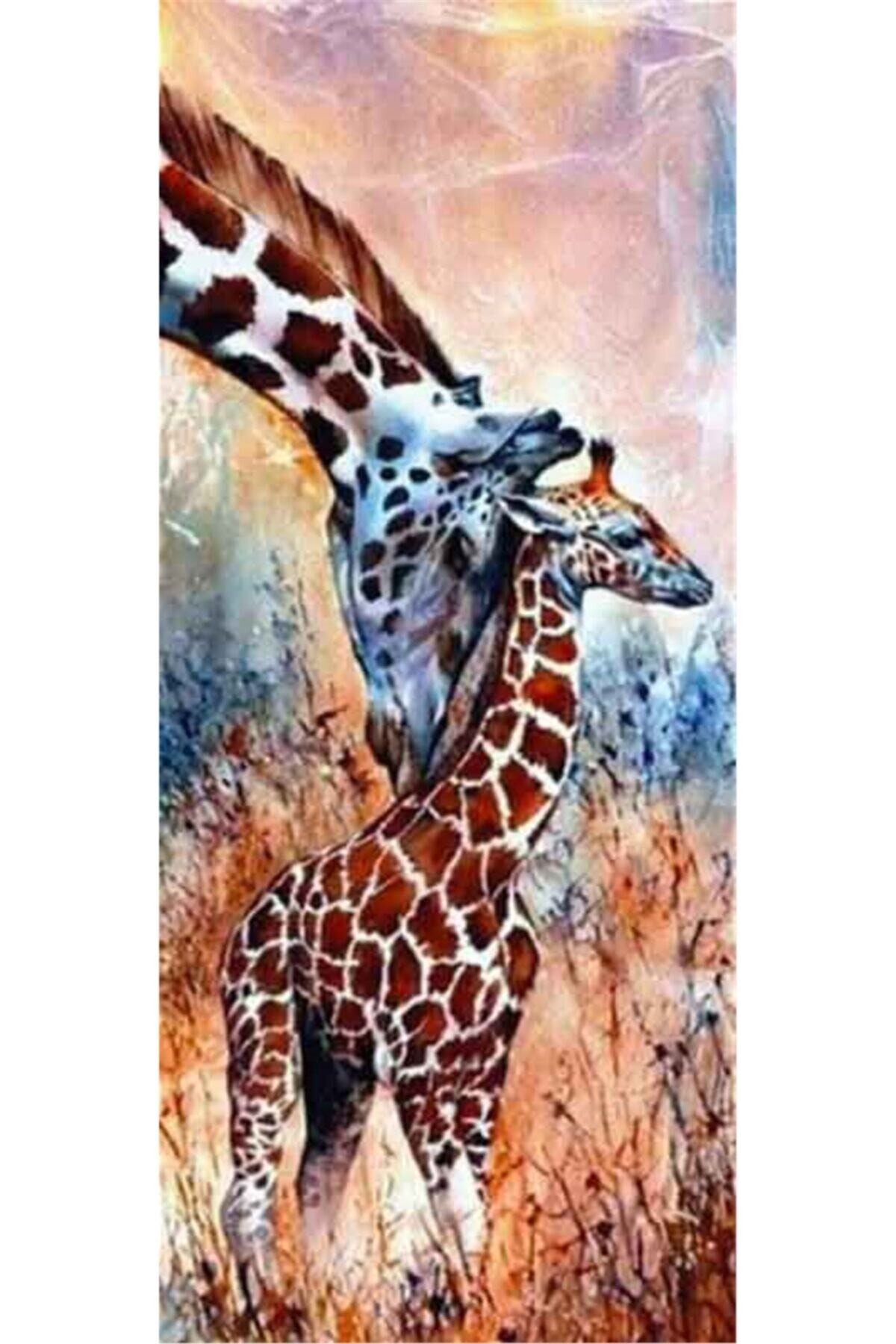Movas Sanat Anne Zürafa Ve Yavrusu | Elmas Mozaik Tablo | Mozaik Puzzle | 30x70 | E20201879M