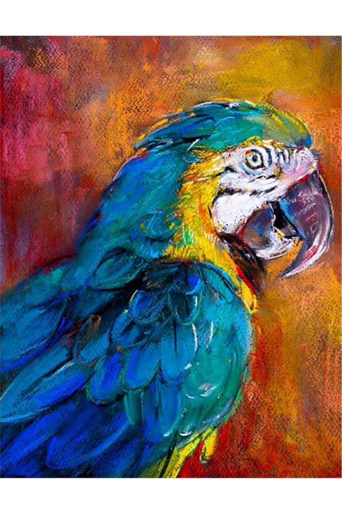 Movas Sanat Yağlı Boya Papağan Portresi | Elmas Mozaik Tablo | Mozaik Puzzle | 40x60 | E20202466M