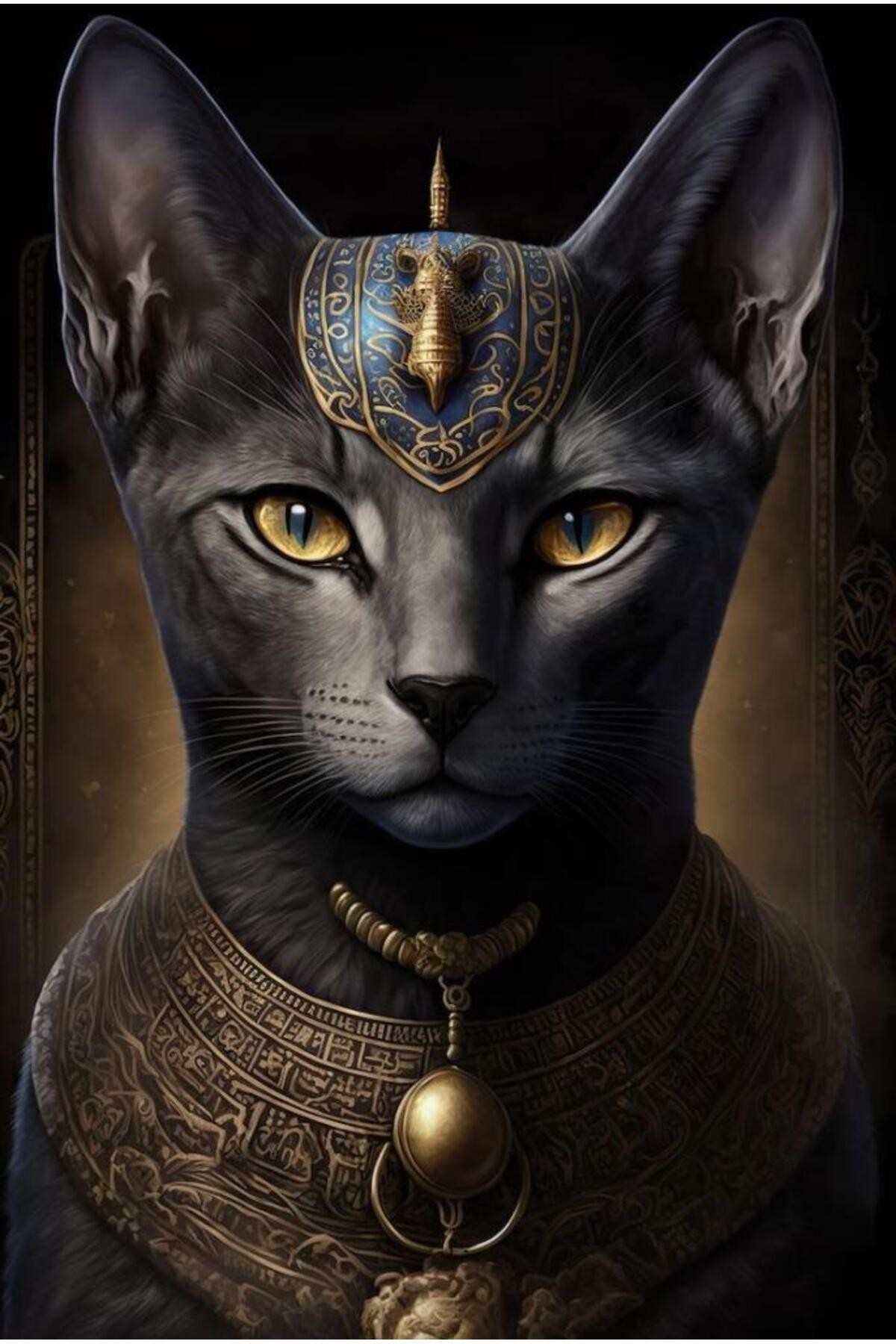 Movas Sanat Antik Mısır Kedi Tanrİçası | Elmas Mozaik Tablo | Mozaik Puzzle | 40x60 | E20204391