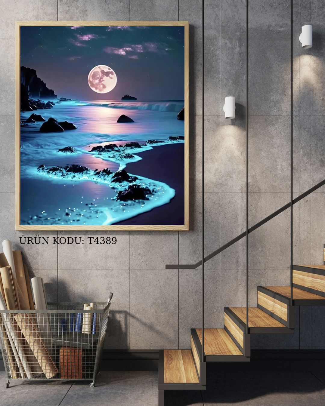 Dolunay Ve Mistik Deniz 50x65cm Dialands Elmas Mozaik Tablo