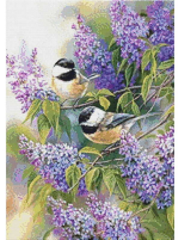 Movas Sanat Minik Kuşlar Ve Sümbüller | Elmas Mozaik Tablo | Mozaik Puzzle | 35x50 | E20201242M