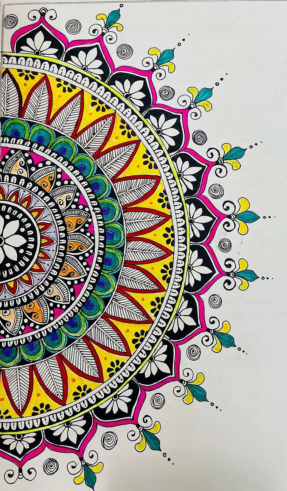 Renkli Yarım Mandala Çizimi Yaşam Çarkı 50x85cm Dialands Elmas Mozaik Tablo