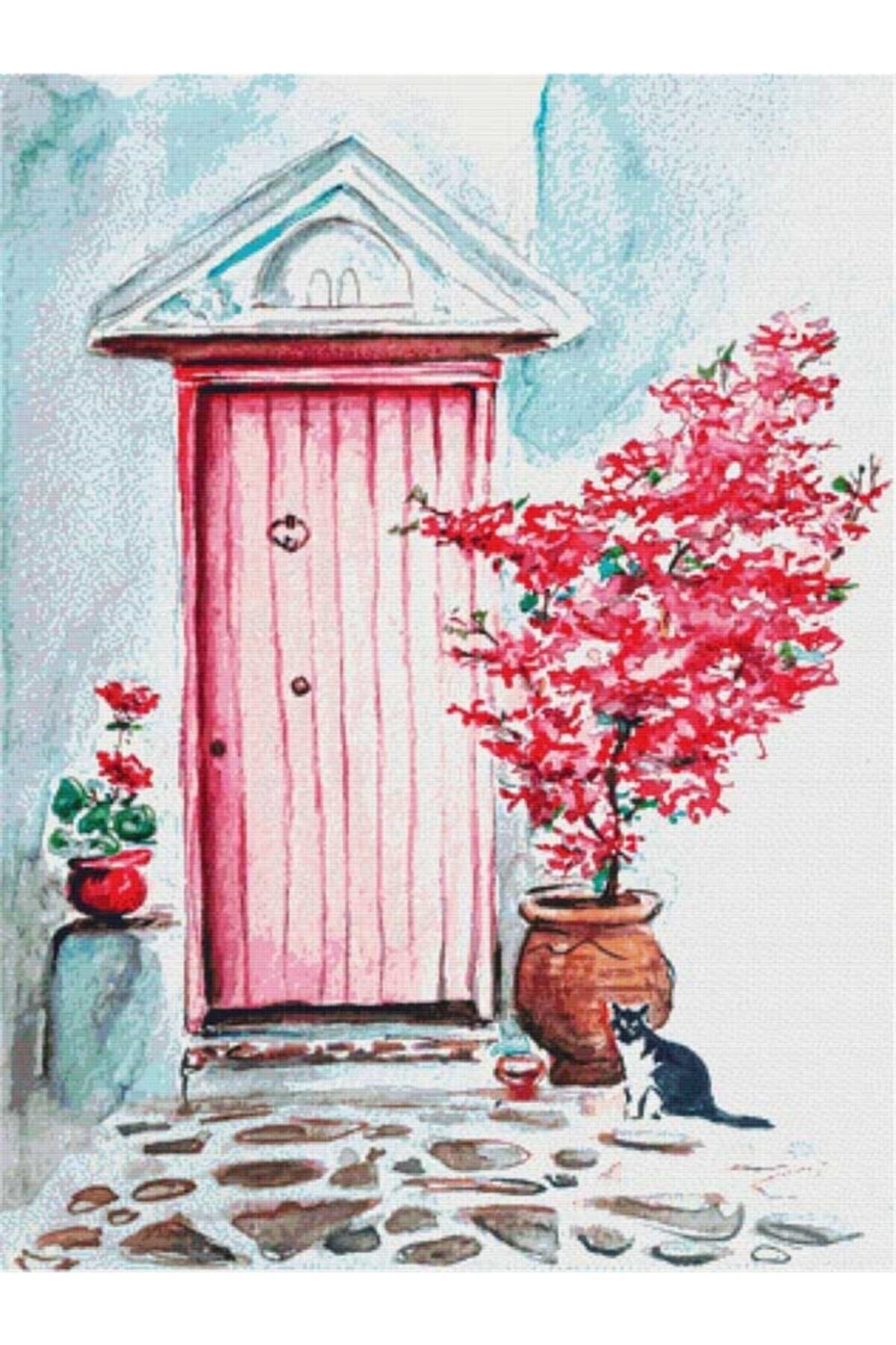 Movas Sanat Vintaj Eski Bir Kapı | Elmas Mozaik Tablo | Mozaik Puzzle | 40x53 | E20201043M
