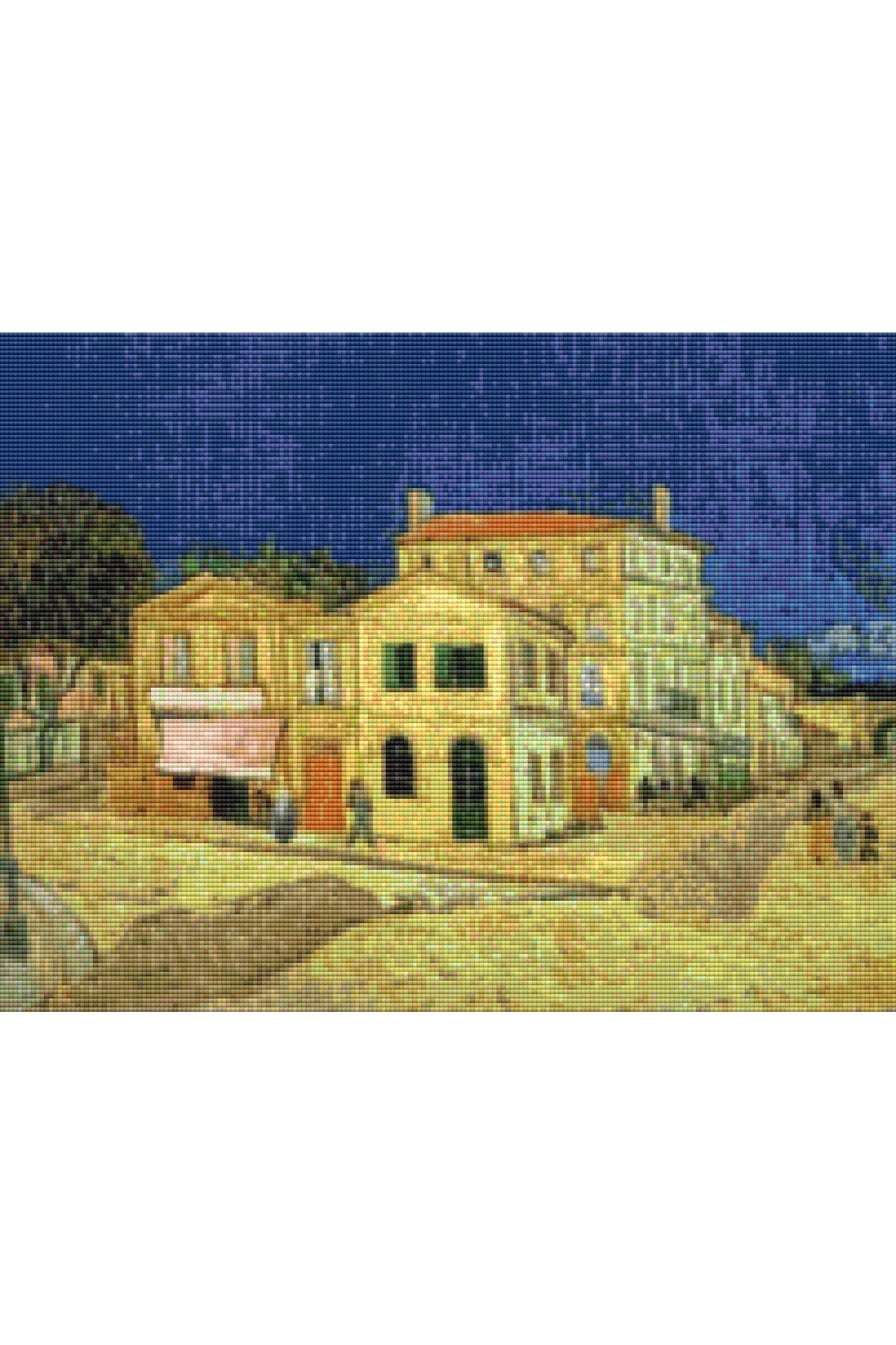 Movas Sanat Yağlı Boya Eski Zaman Evleri | Elmas Mozaik Tablo | Mozaik Puzzle | 50x35 | E20202950M