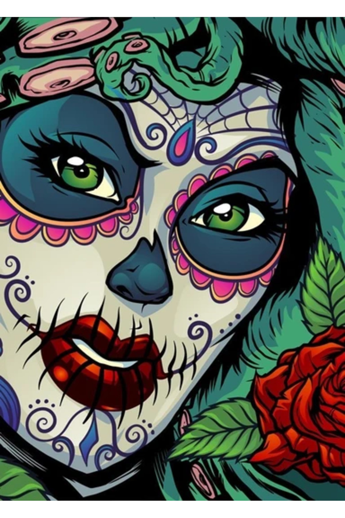 Movas Sanat Cartoon Art Skull Makeup | Diamond Mosaic Painting | Mosaic Puzzle | 50x70 | E20234279