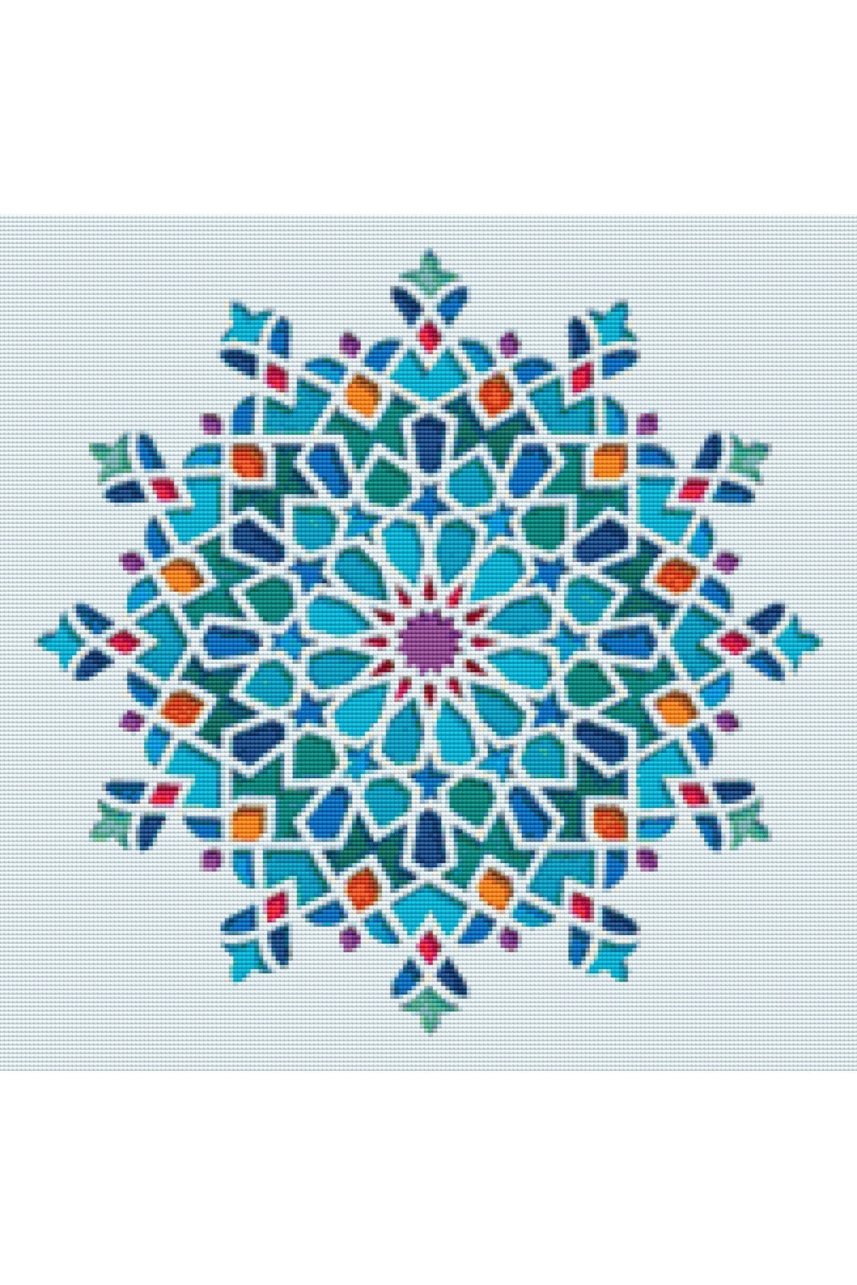 Movas Sanat Colorful Arabic Geometric Motifs | Diamond Mosaic Puzzle | 50x50 |E20201027M