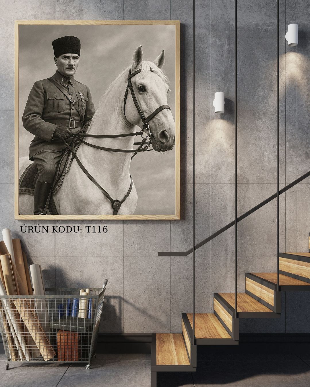 Atatürk Ve Beyaz At Asaletin Simgesi 45x45cm T116 Dialands Elmas Mozaik Tablo