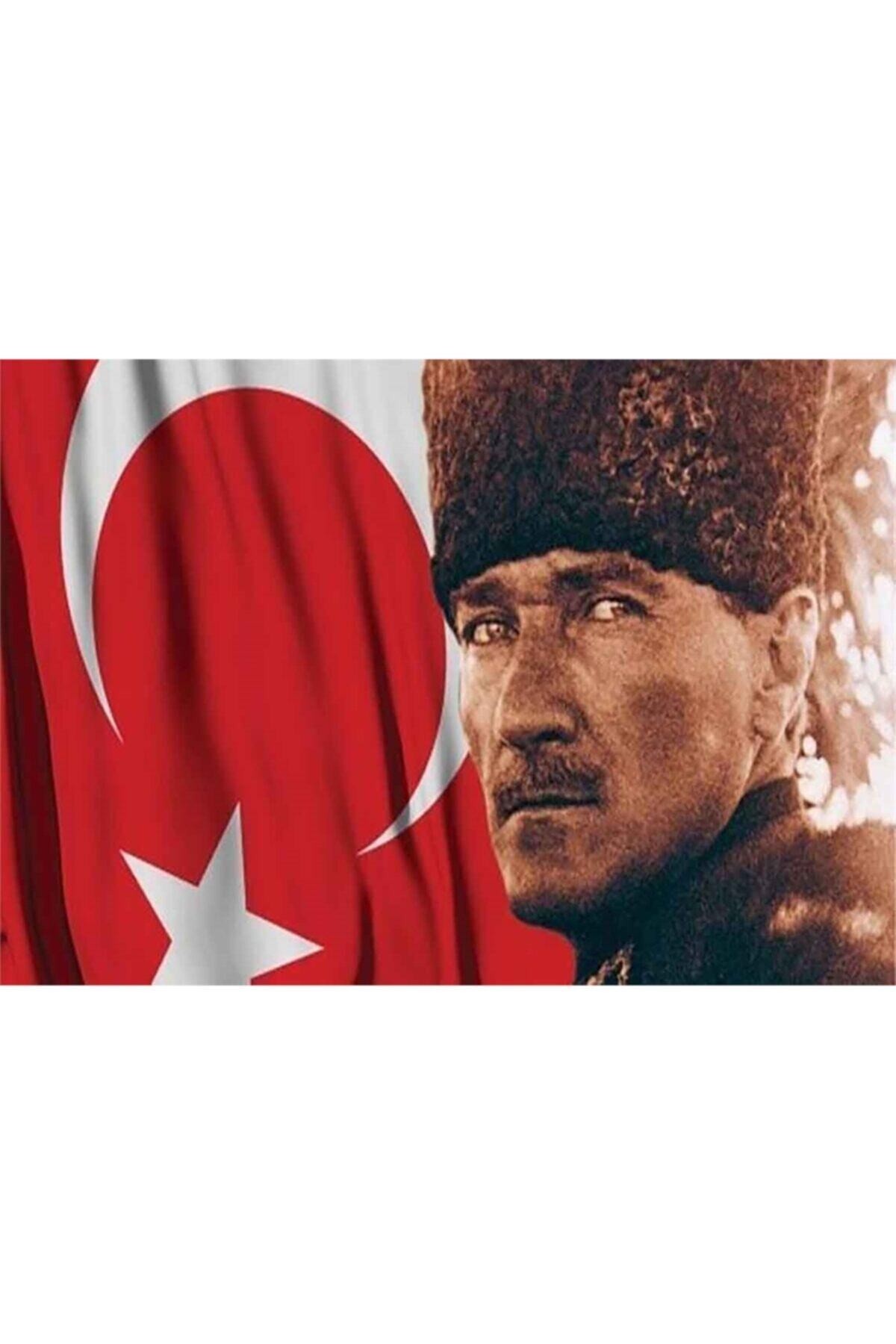 Movas Sanat Türk Bayrağı, Kalpaklı Atatürk | Elmas Mozaik Tablo | Mozaik Puzzle | 50x35 | E20202567M